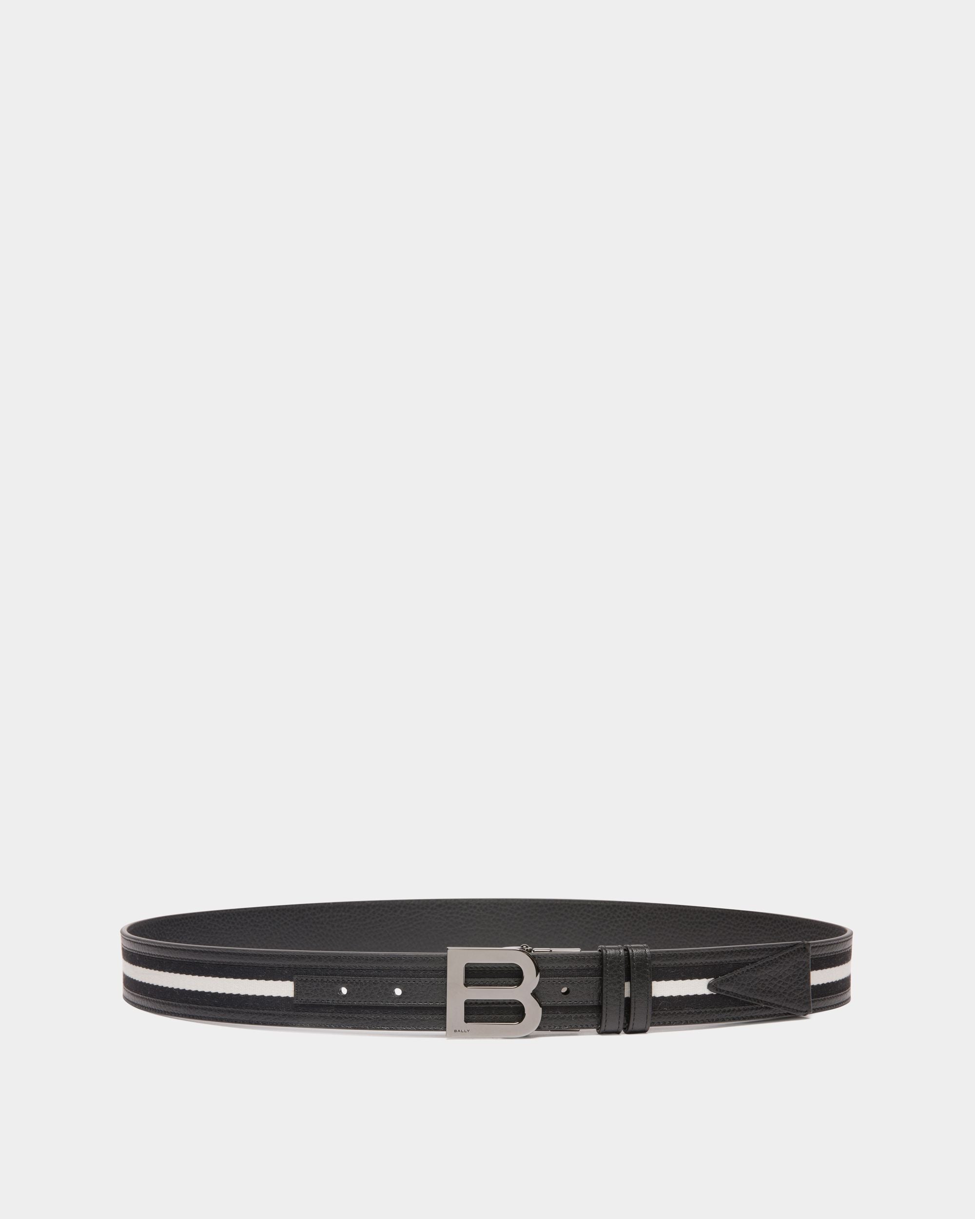 Wendegürtel B Logo Aus Stoff Und Leder In Schwarz Und Weiß, 35 mm - Herren - Bally - 01