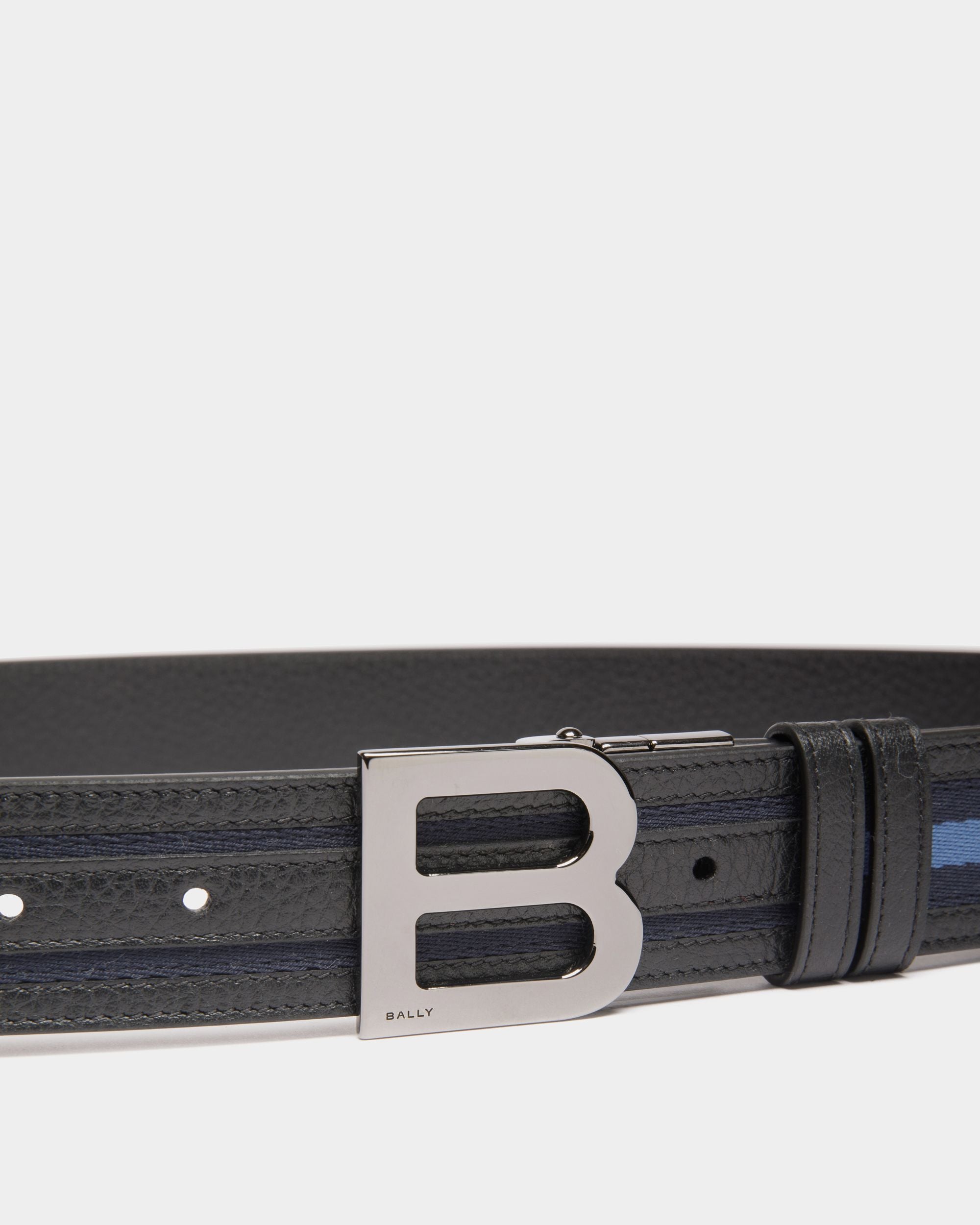 35mm Wendegürtel B Logo Aus Stoff Und Leder In Navy Blue Und Light Blue - Herren - Bally - 03