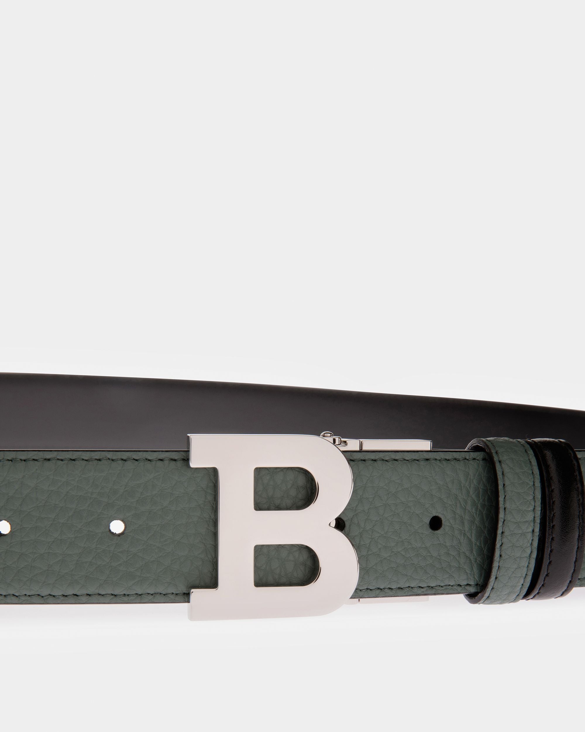 B Buckle Gürtel Aus Leder In Salbeigrün Und Schwarz - Herren - Bally - 02