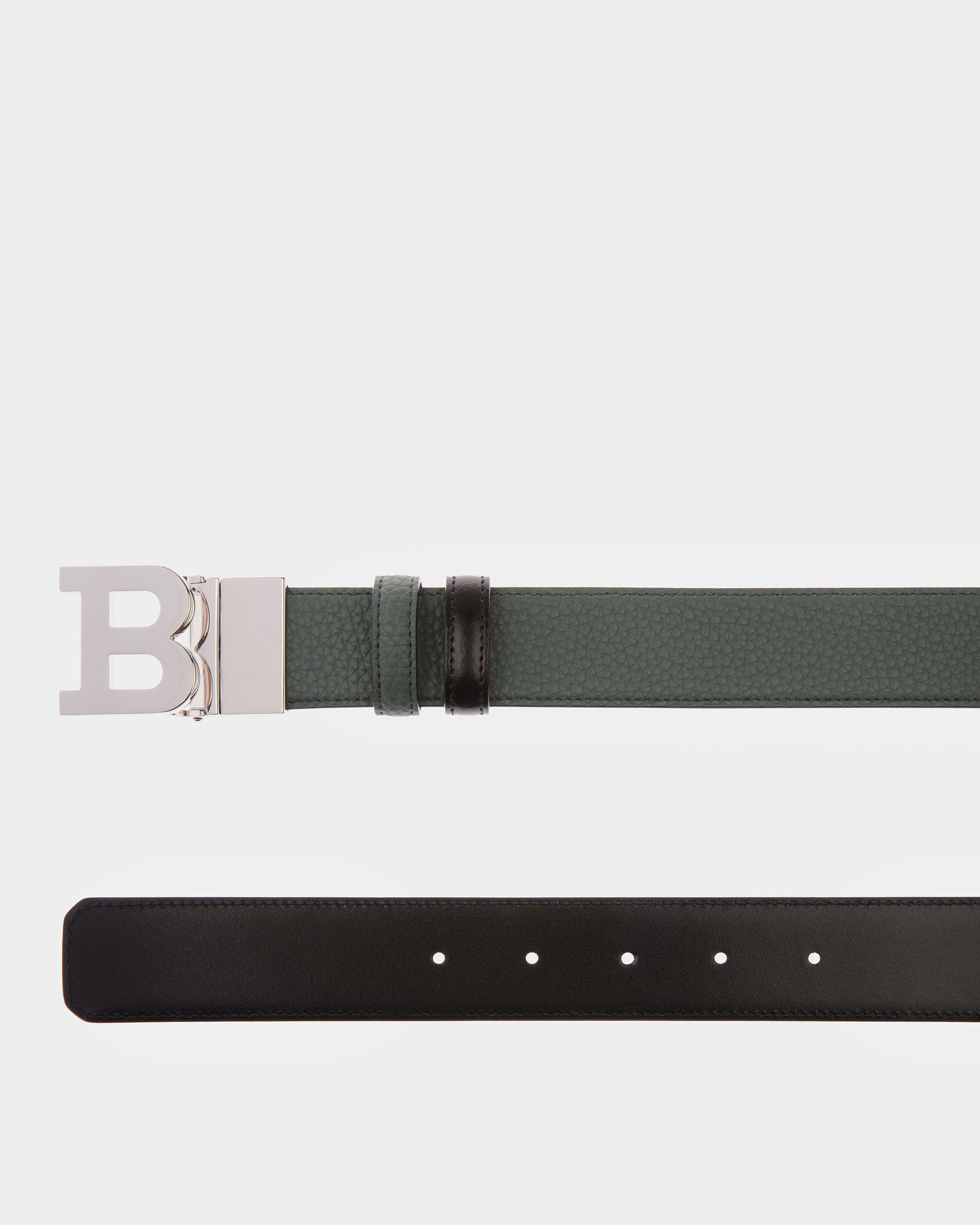 B Buckle Gürtel Aus Leder In Salbeigrün Und Schwarz - Herren - Bally - 03