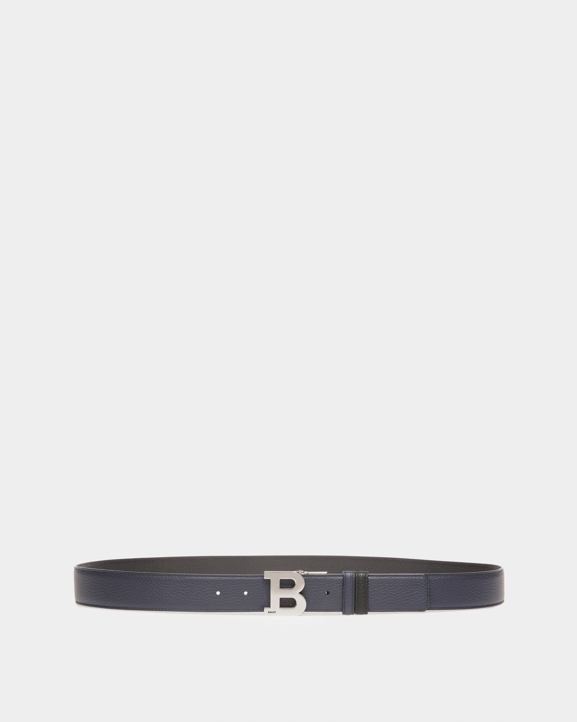 B-Schnalle 35 Mm Breiter Gürtel Aus Marineblauem Und Schwarzem Leder - Herren - Bally - 01