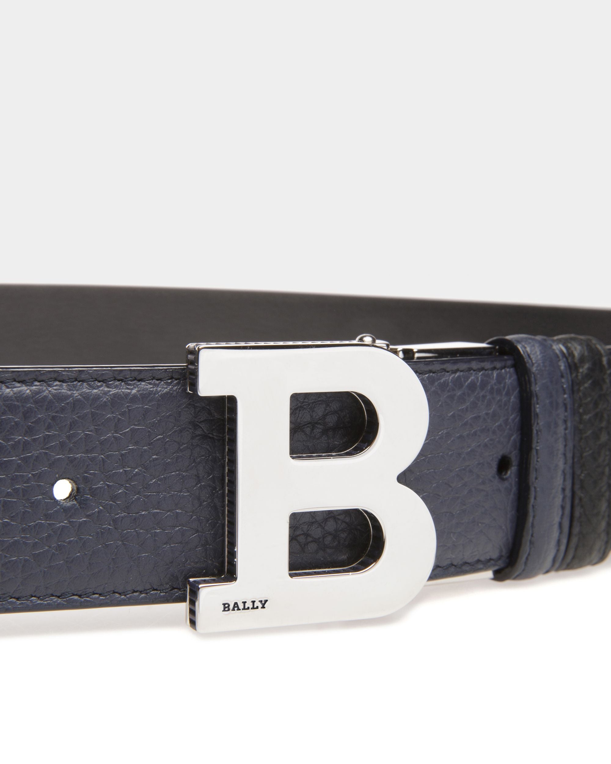 B-Schnalle 35 Mm Breiter Gürtel Aus Marineblauem Und Schwarzem Leder - Herren - Bally - 03