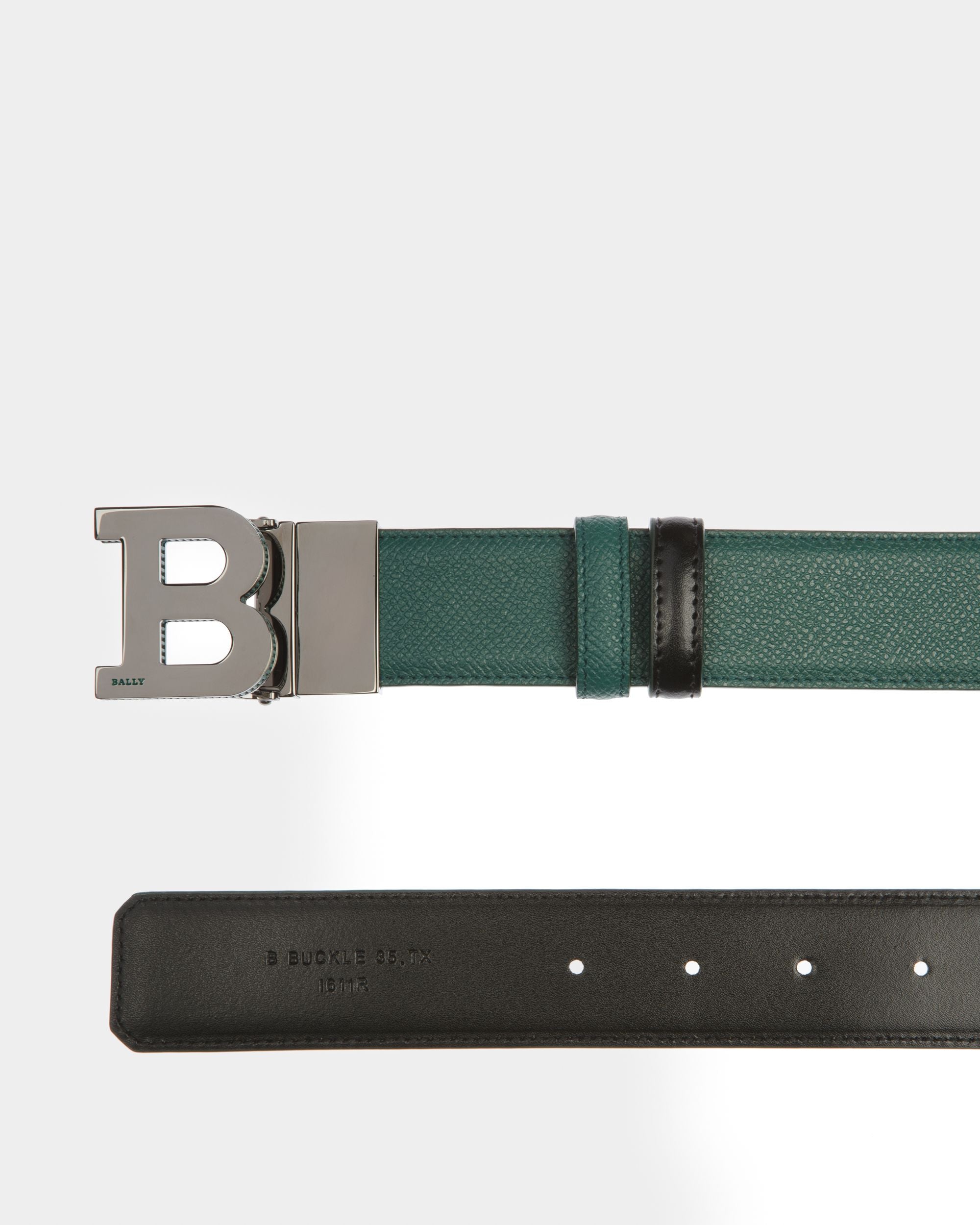 Gürtel Mit Bally Iconic-Schnalle 35 Mm Aus Grünem Und Schwarzem Leder - Herren - Bally - 02