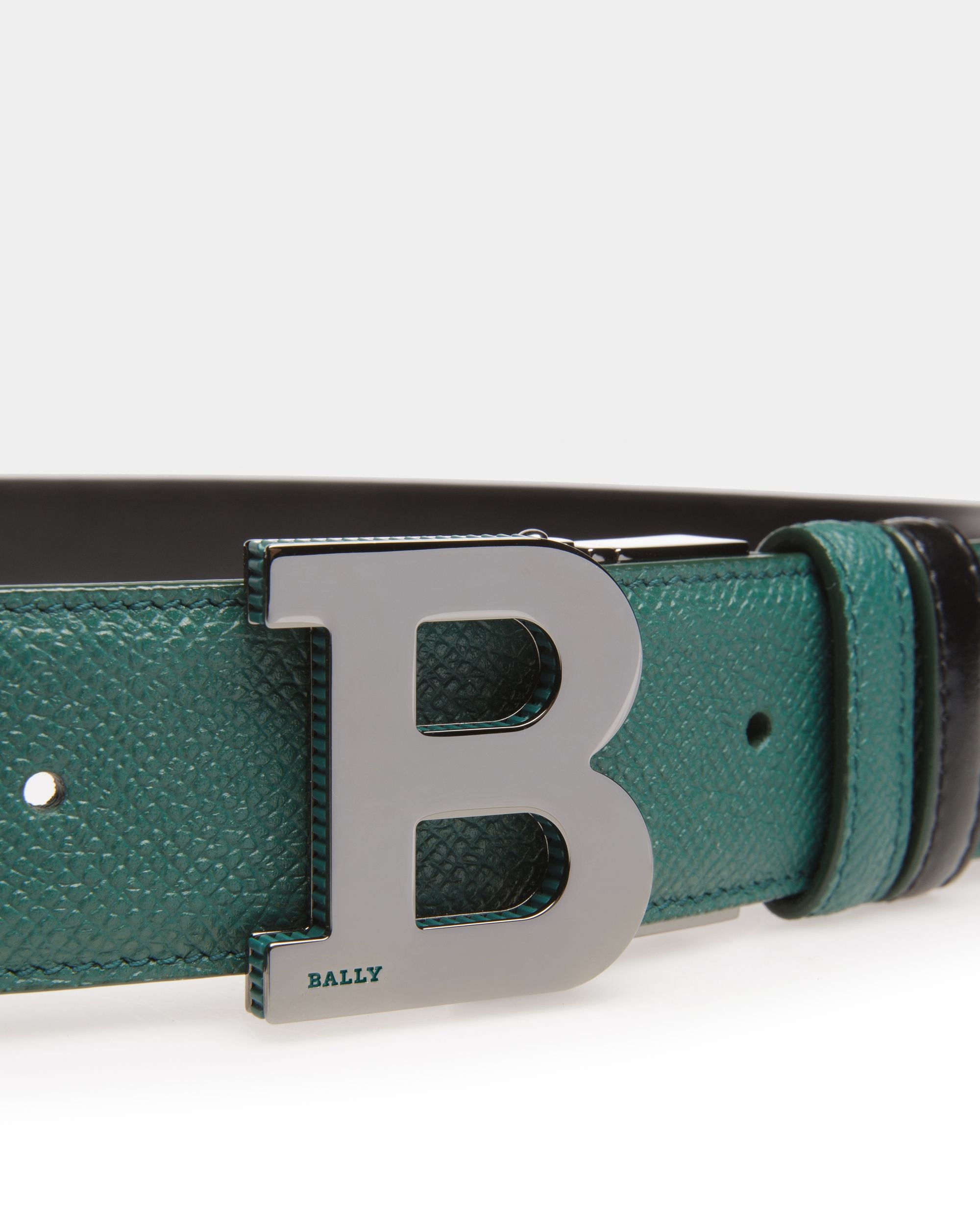 Gürtel Mit Bally Iconic-Schnalle 35 Mm Aus Grünem Und Schwarzem Leder - Herren - Bally - 03