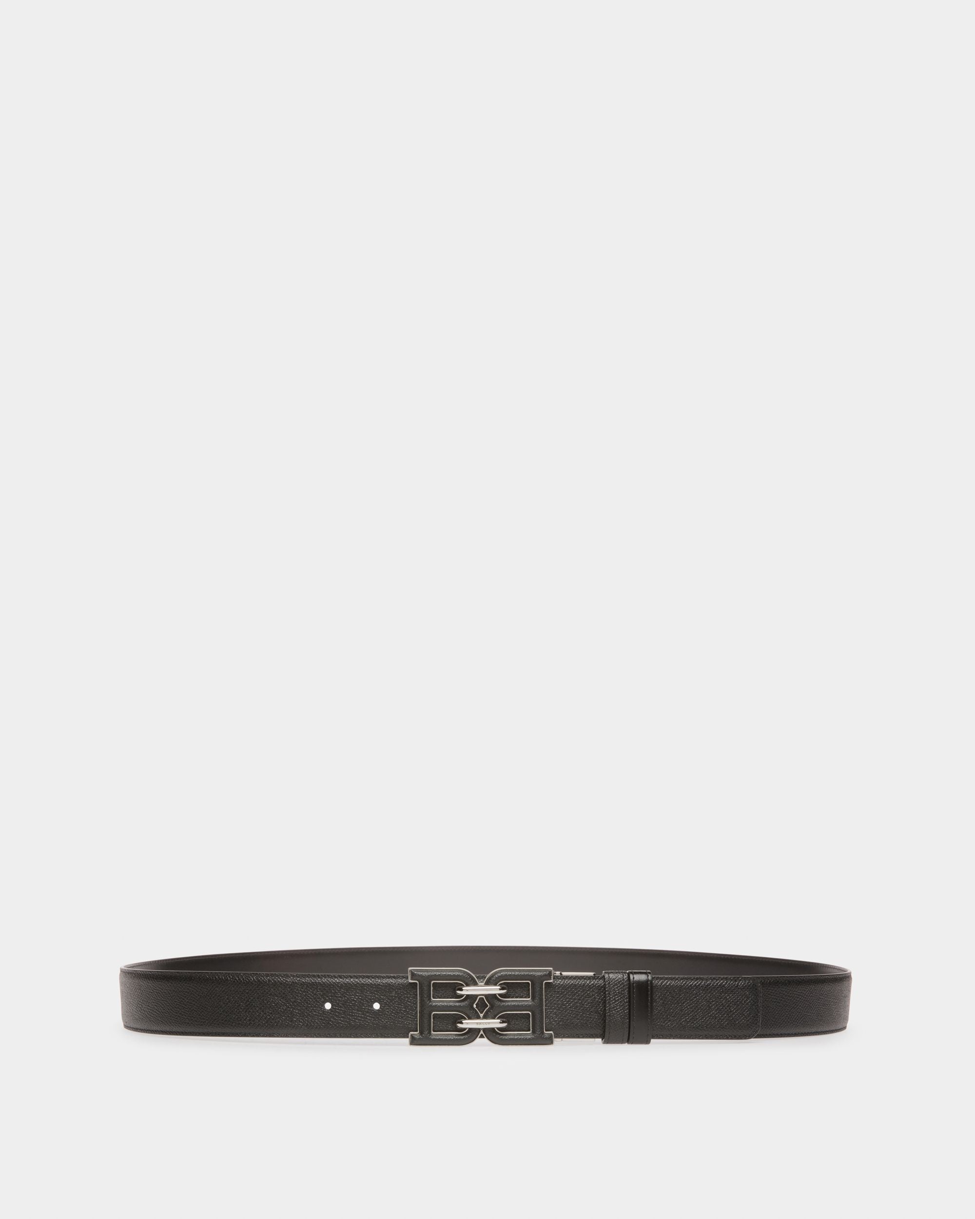 Bb-Motiv 35Mm Breiter Gürtel Aus Schwarzem Leder - Herren - Bally - 01