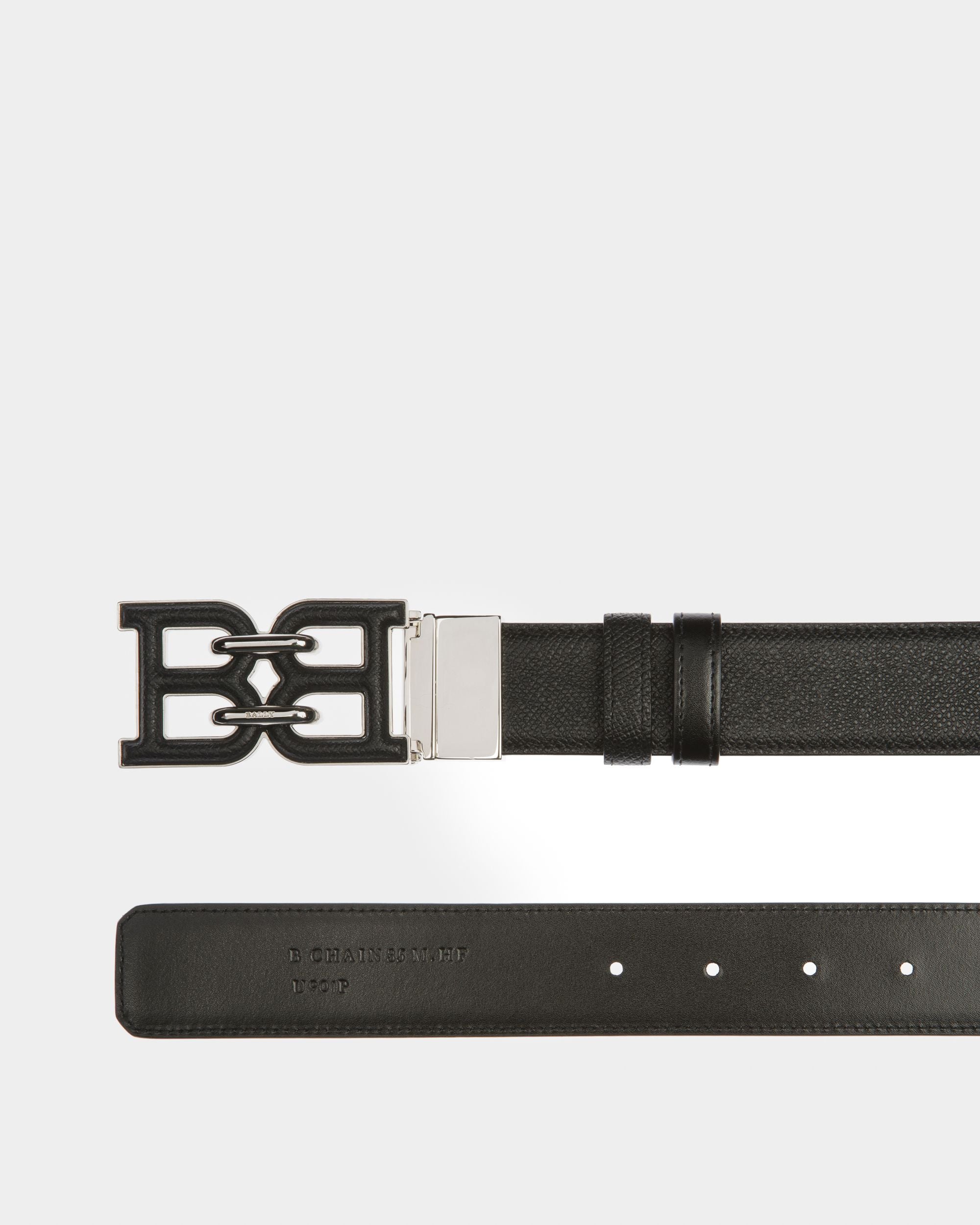 Bb-Motiv 35Mm Breiter Gürtel Aus Schwarzem Leder - Herren - Bally - 02