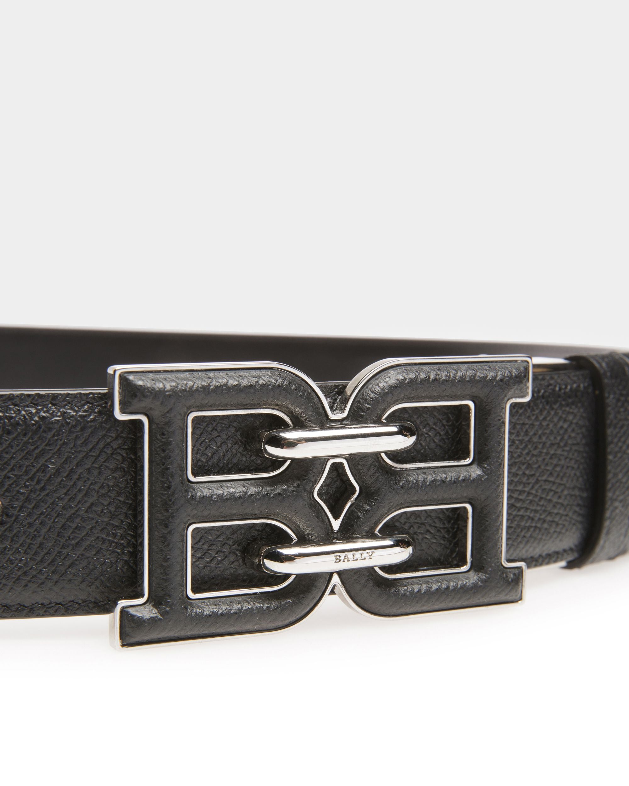 Bb-Motiv 35Mm Breiter Gürtel Aus Schwarzem Leder - Herren - Bally - 03