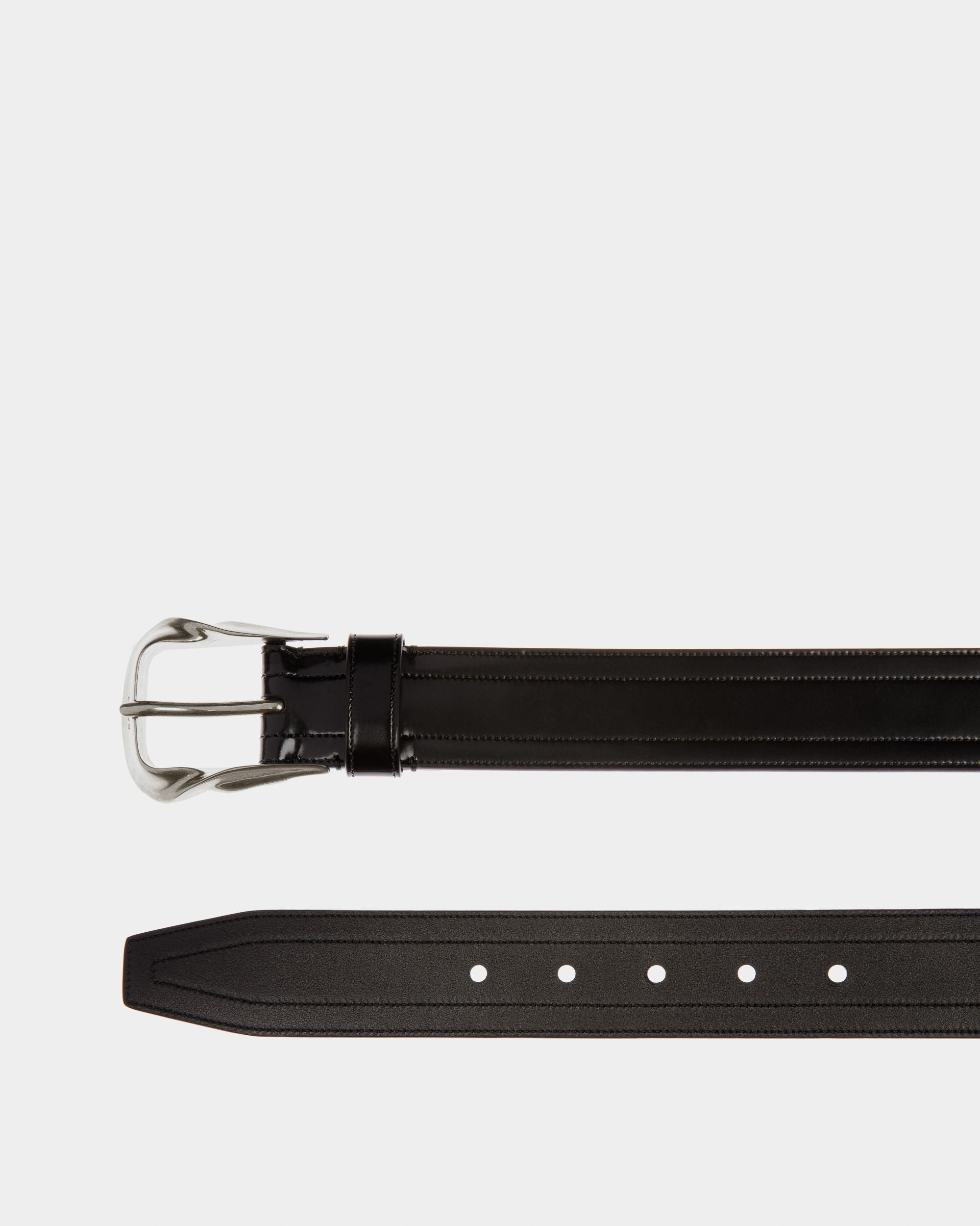 35 Mm Gürtel Mit Emblem-Schnalle Aus Leder In Schwarz - Herren - Bally - 03