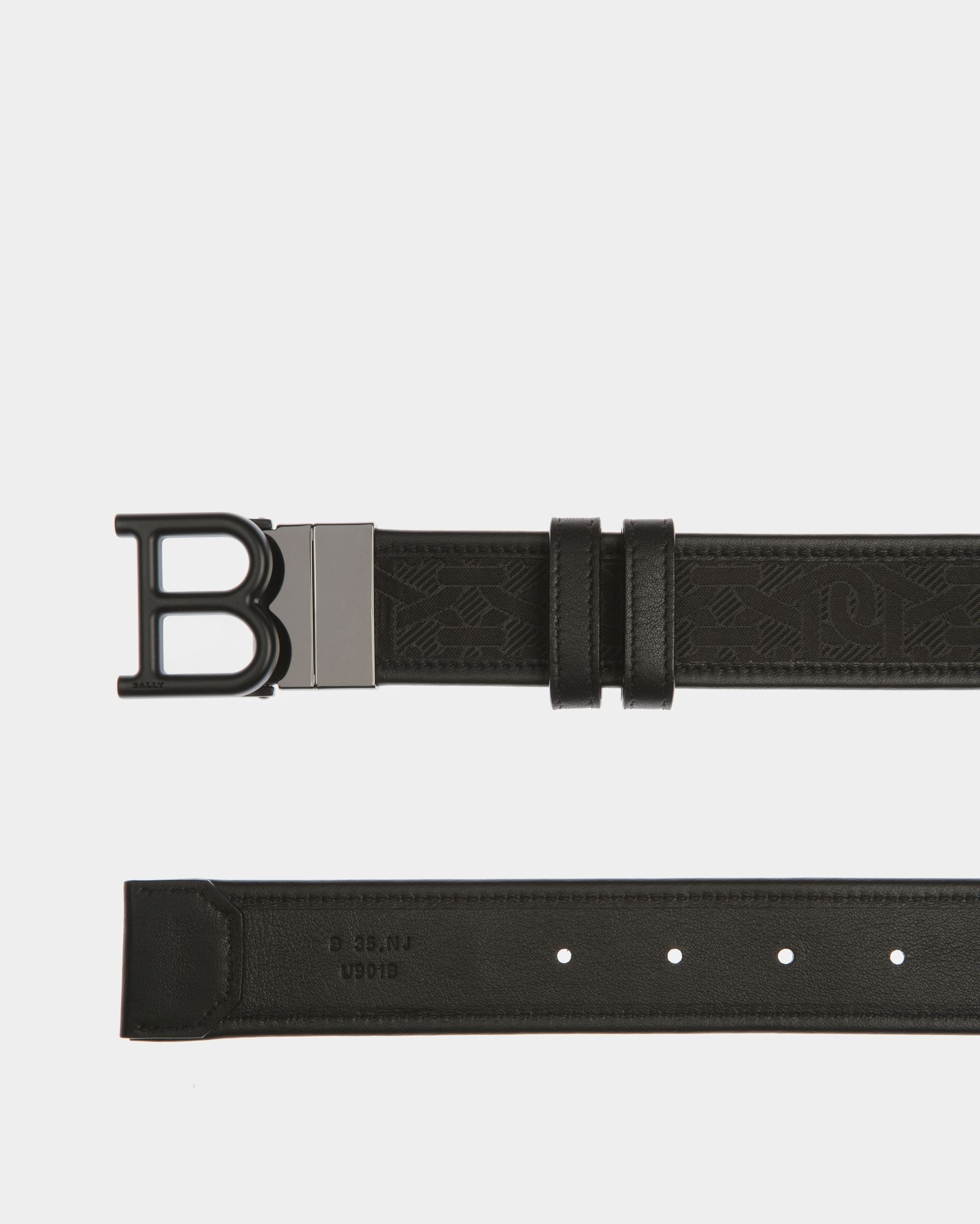 Gürtel Mit Bally Iconic-Schnalle 35 Mm Aus Schwarzem Leder Und Textil - Herren - Bally - 02