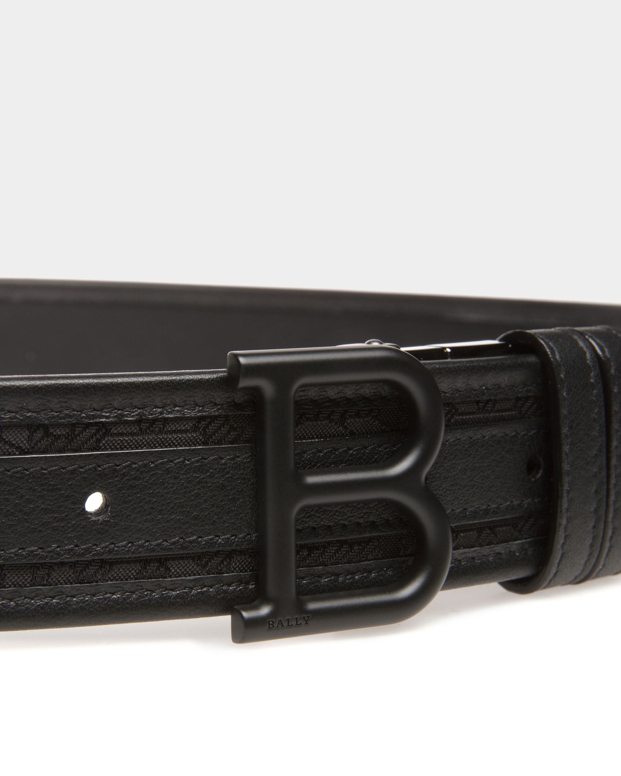 Gürtel Mit Bally Iconic-Schnalle 35 Mm Aus Schwarzem Leder Und Textil - Herren - Bally - 03