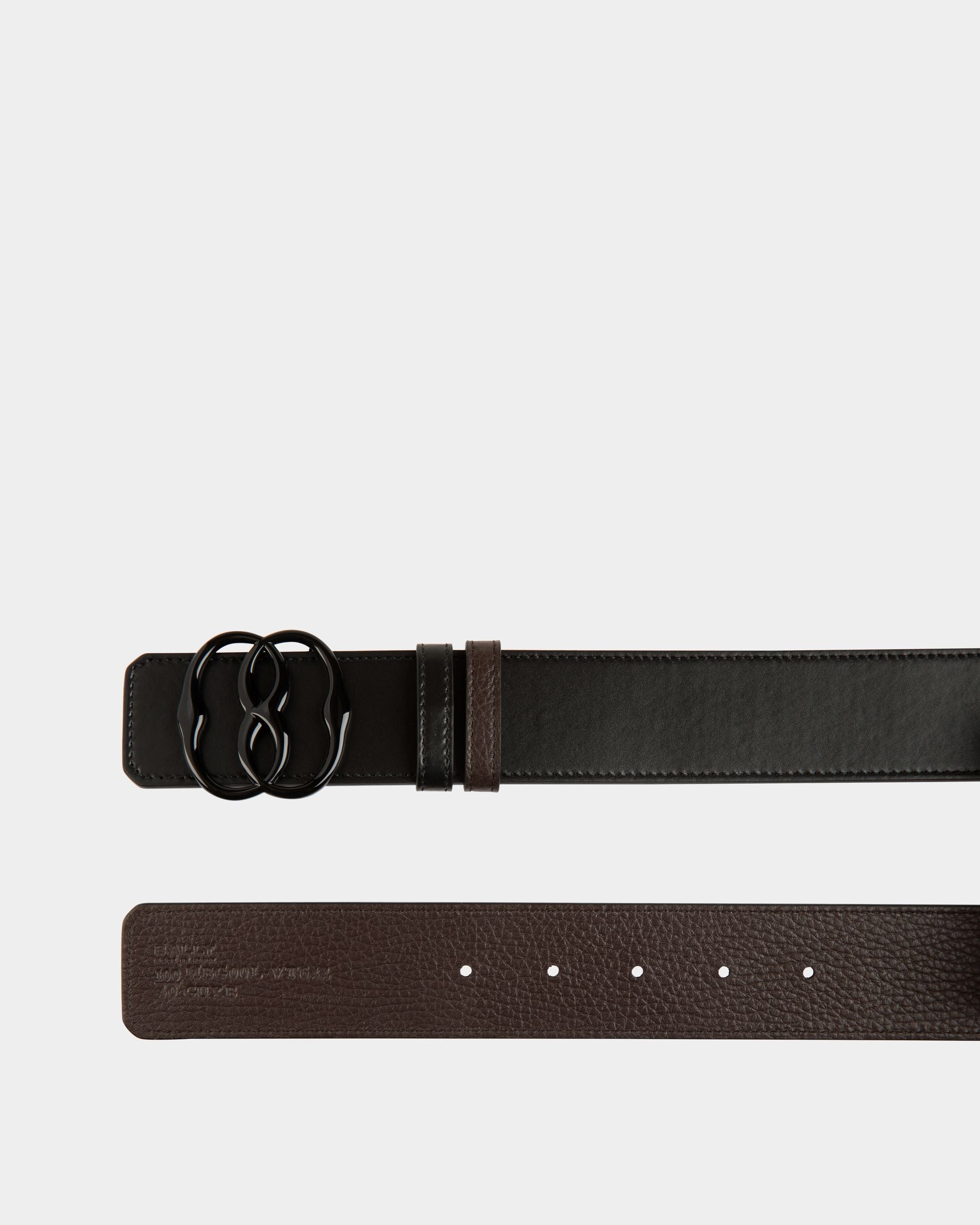 Emblem 40 mm Wendegürtel Aus Leder In Ebenholz Und Schwarz - Herren - Bally - 02