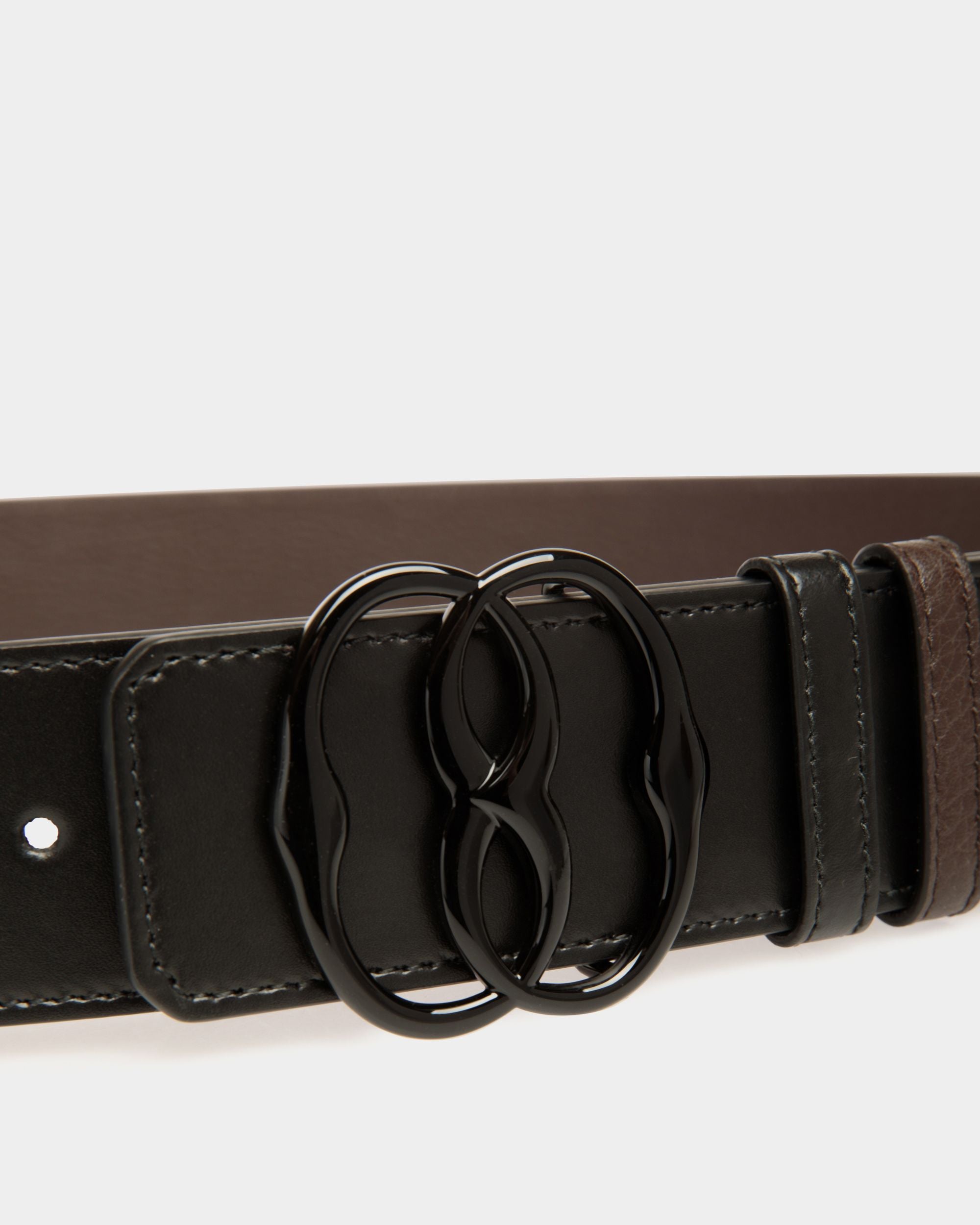 Emblem 40 mm Wendegürtel Aus Leder In Ebenholz Und Schwarz - Herren - Bally - 03