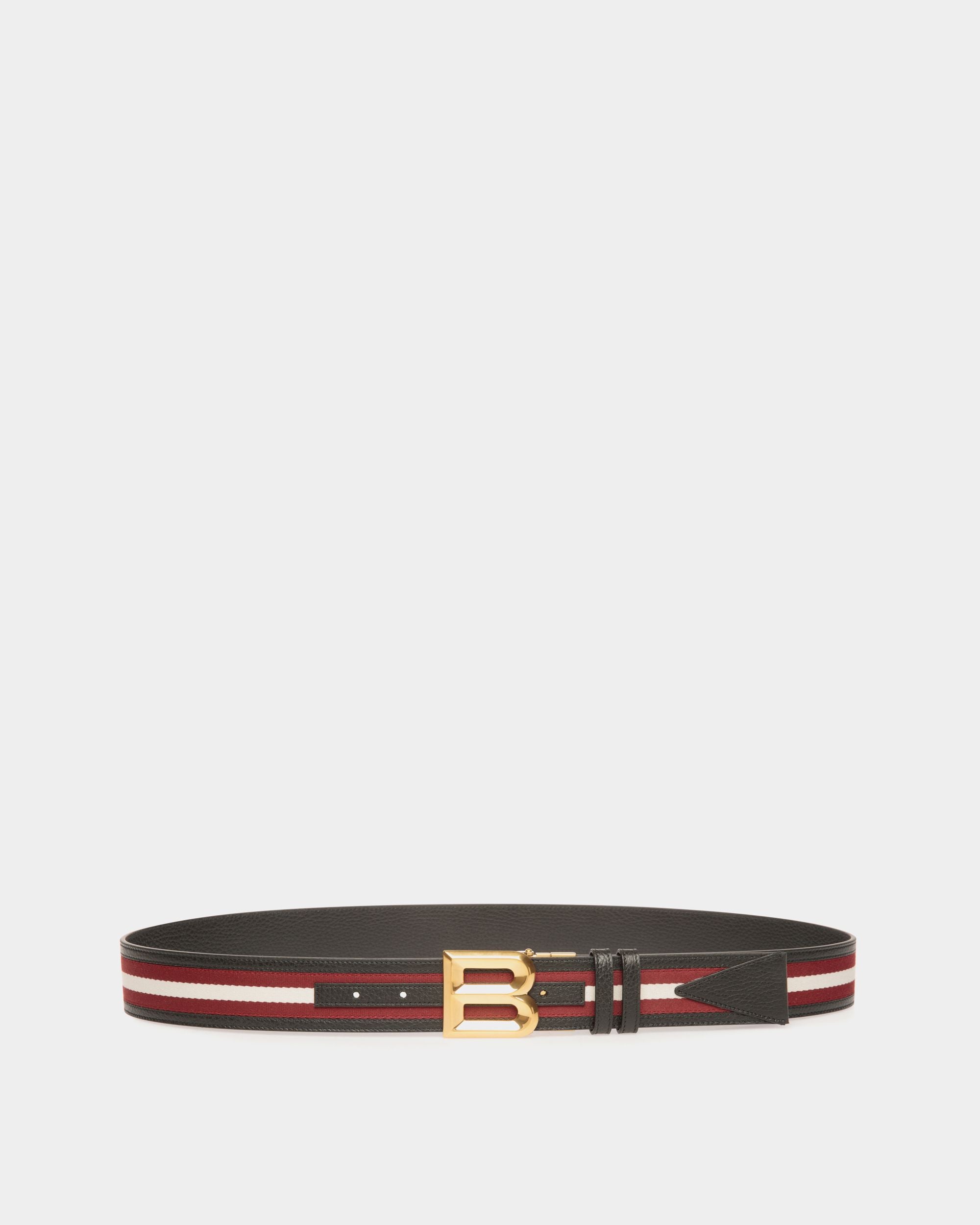 B Bold 40 mm Wendegürtel Aus Rot-Weißem Stoff Und Schwarzem Leder - Herren - Bally - 01
