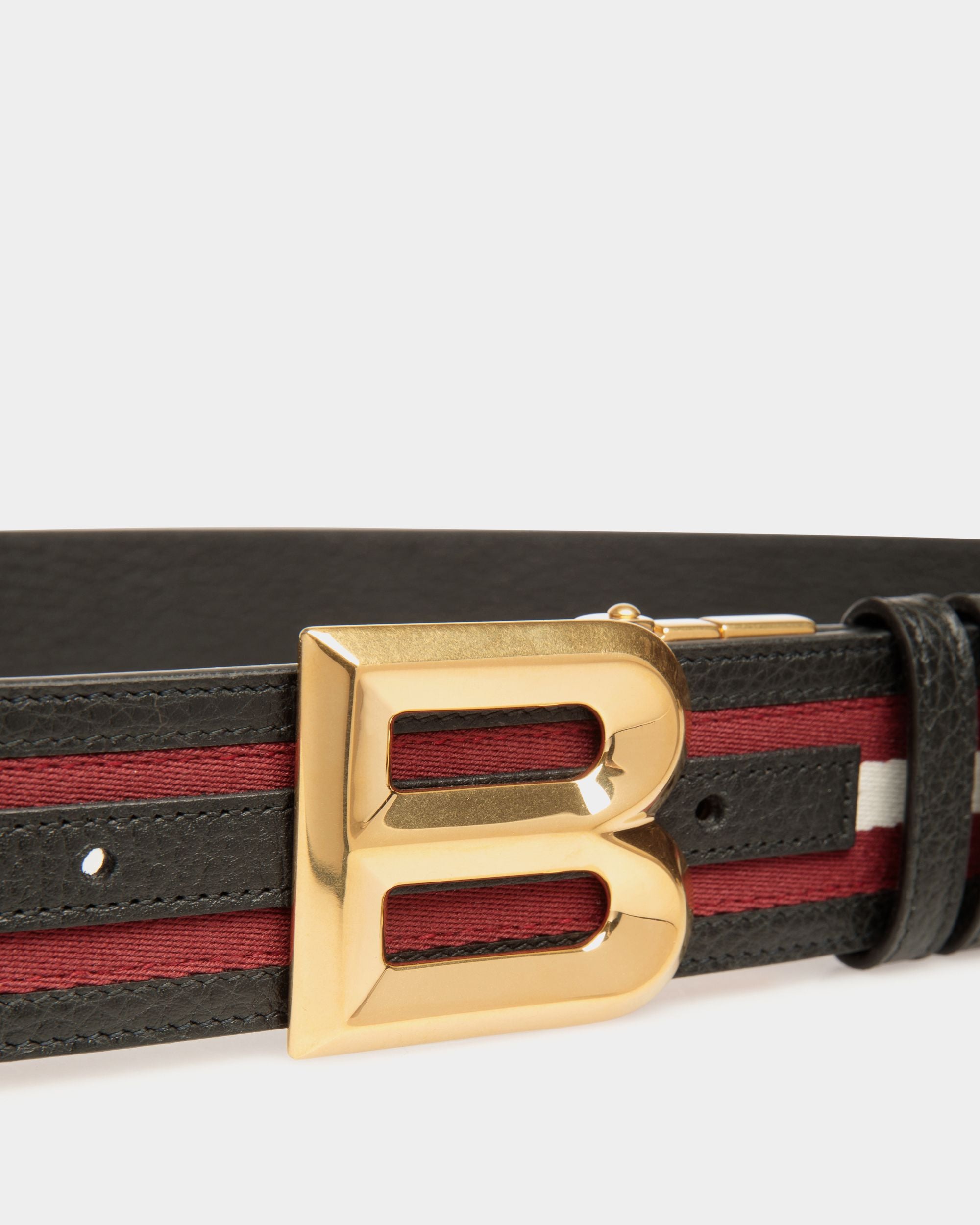 B Bold 40 mm Wendegürtel Aus Rot-Weißem Stoff Und Schwarzem Leder - Herren - Bally - 03
