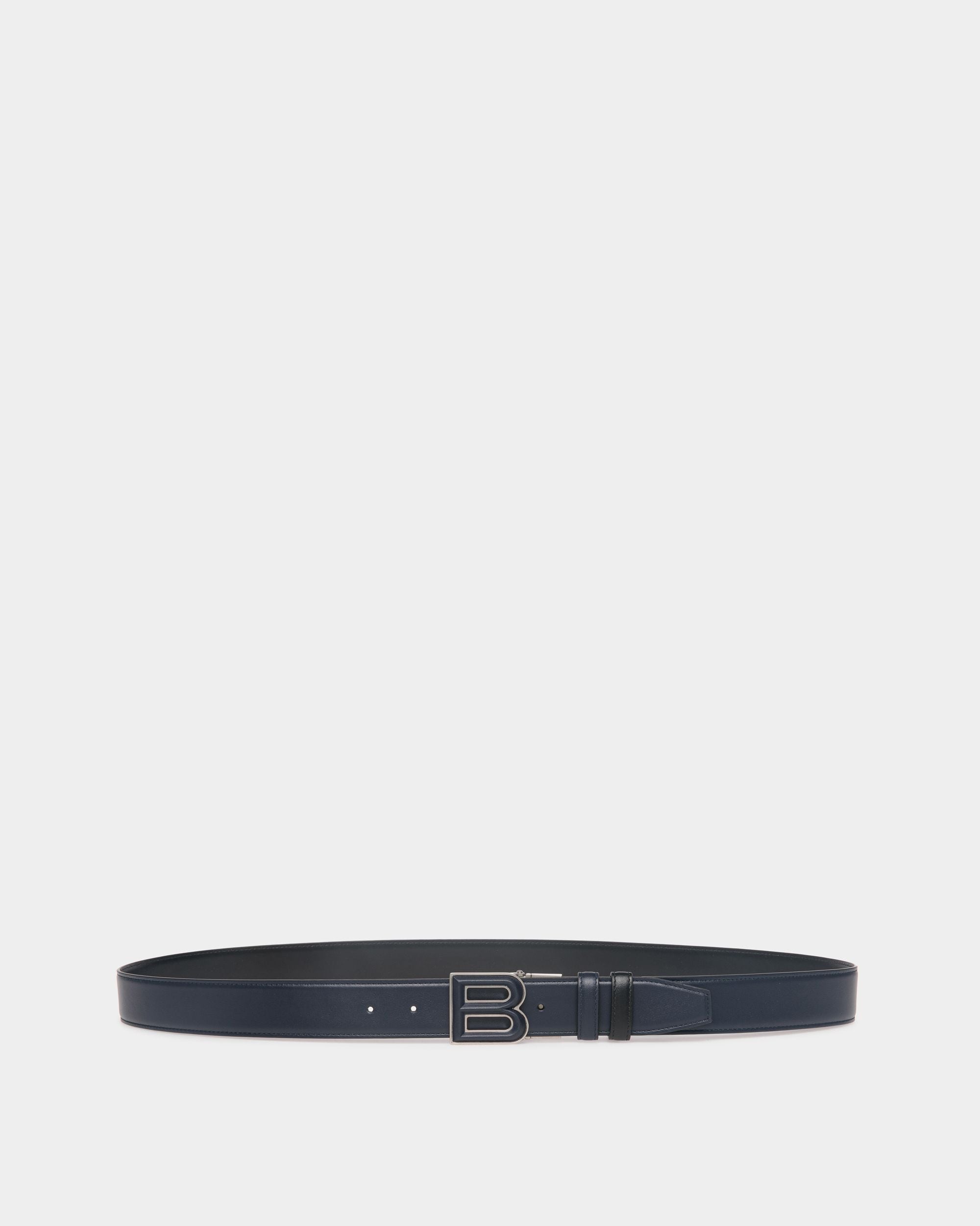 B Bold 35 mm Verstellbarer Wendegürtel Aus Leder In Navy Blue Und Schwarz - Herren - Bally - 01