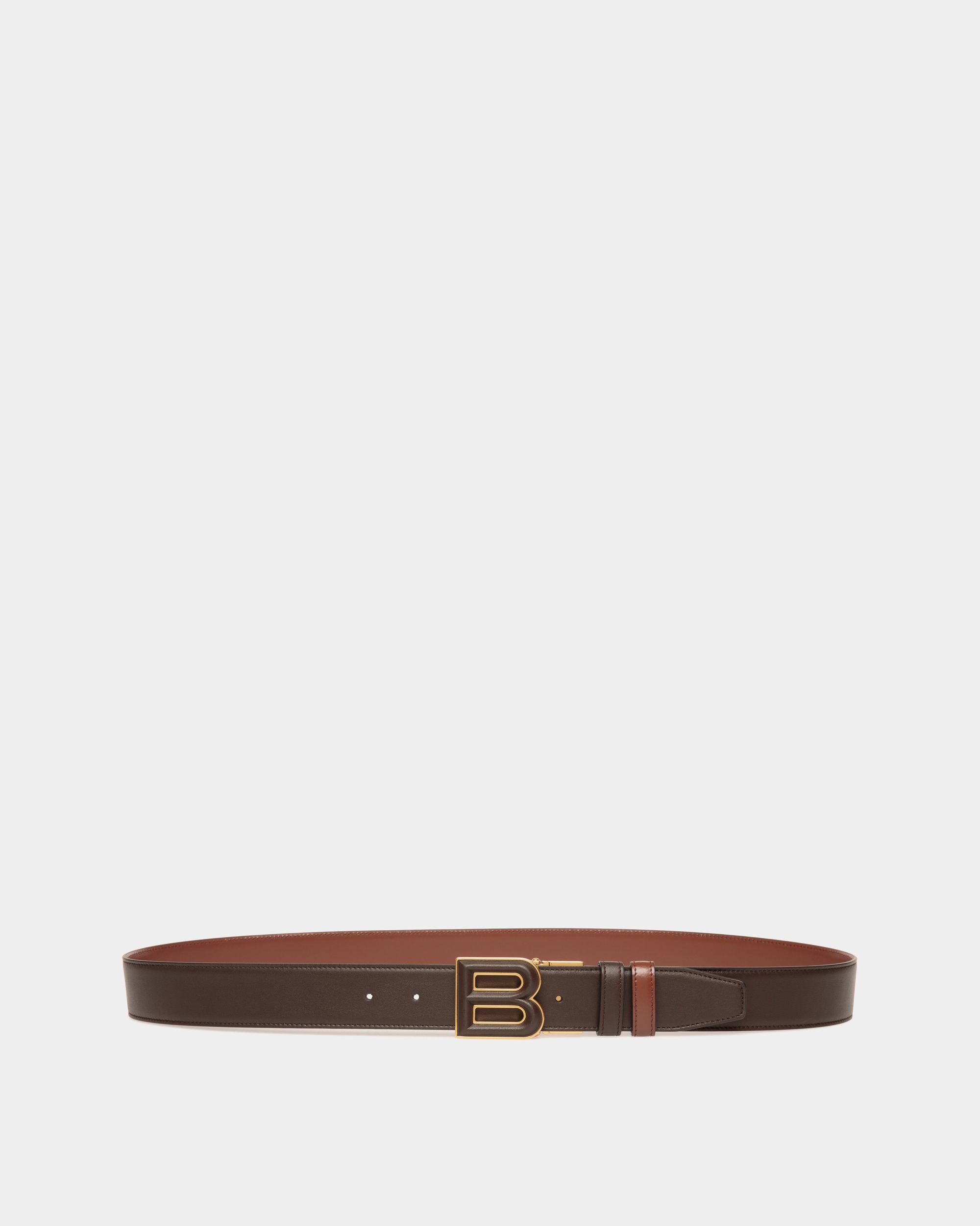 B Bold Verstellbarer Wendegürtel Aus Leder In Ebenholz Und Braun, 35 mm - Herren - Bally - 01