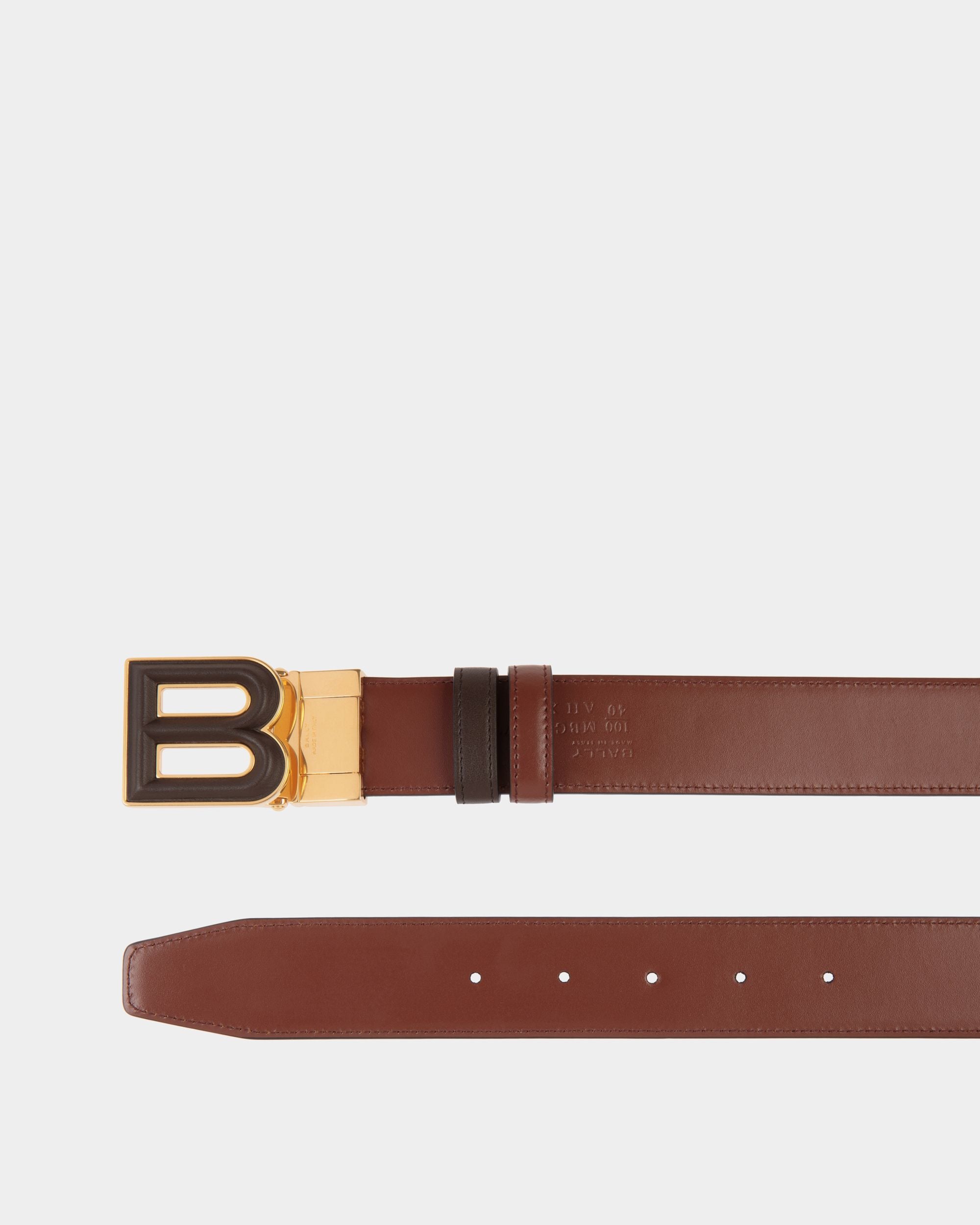 B Bold Verstellbarer Wendegürtel Aus Leder In Ebenholz Und Braun, 35 mm - Herren - Bally - 02