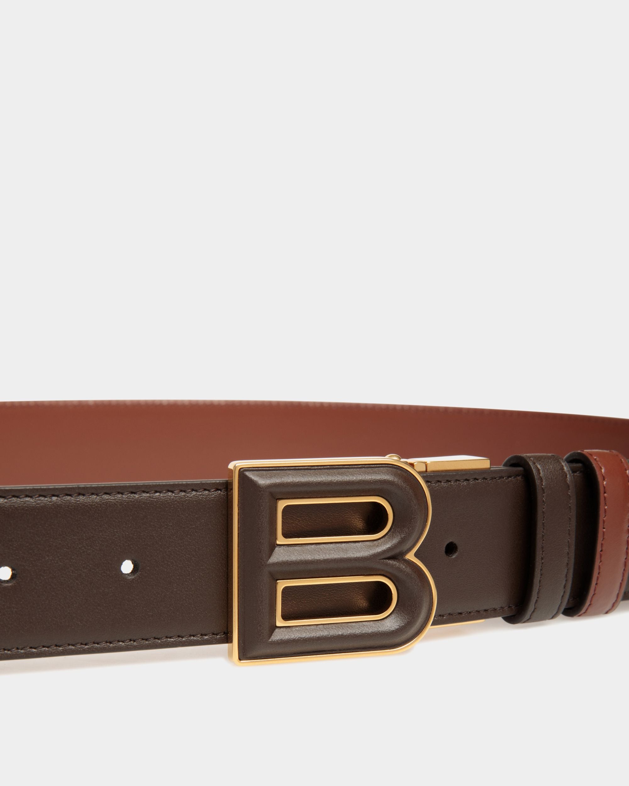 B Bold Verstellbarer Wendegürtel Aus Leder In Ebenholz Und Braun, 35 mm - Herren - Bally - 03