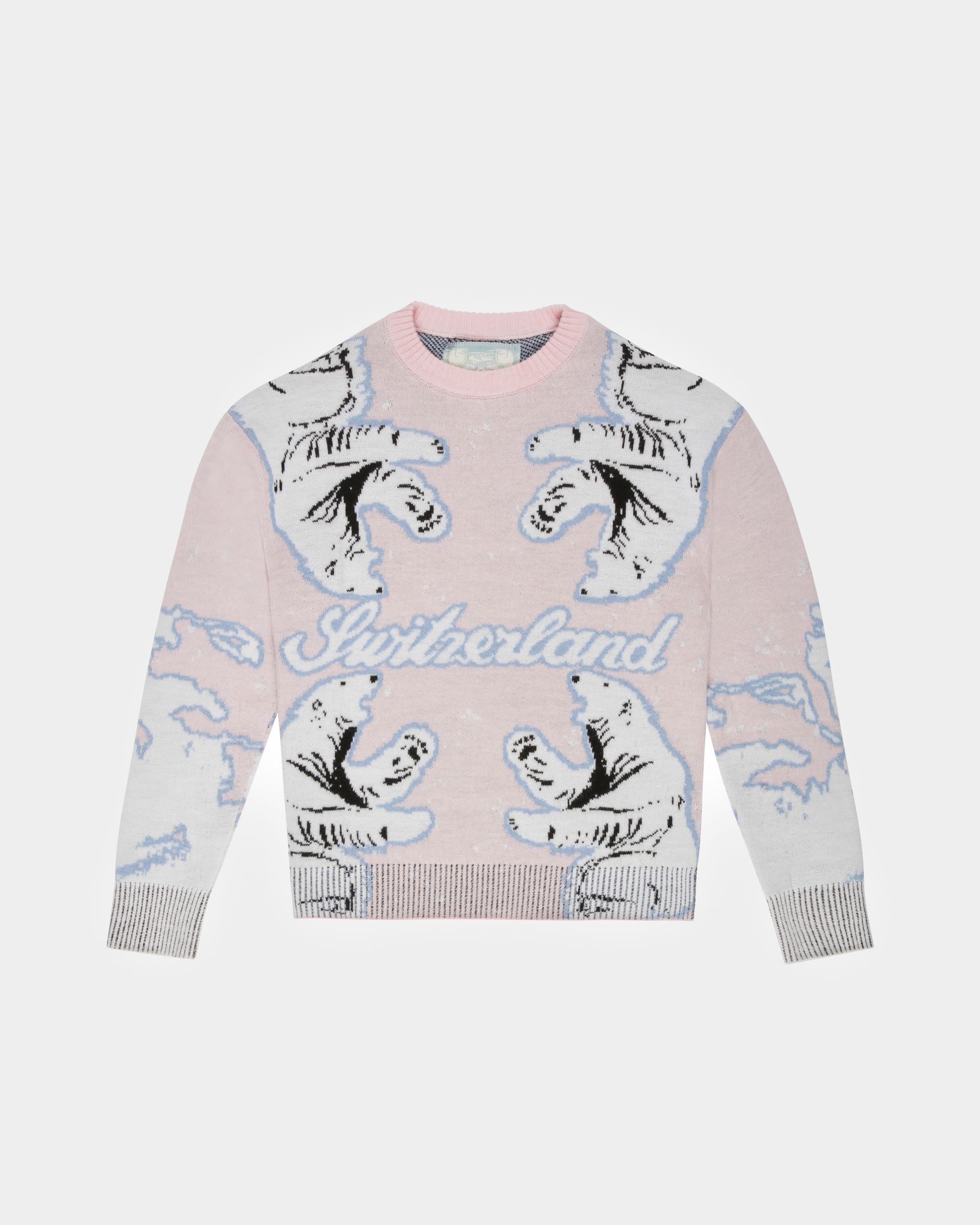 Pullover Bear Rundhalspullover Aus Merinowolle In Rosa & Elfenbein - Herren - Bally - 01