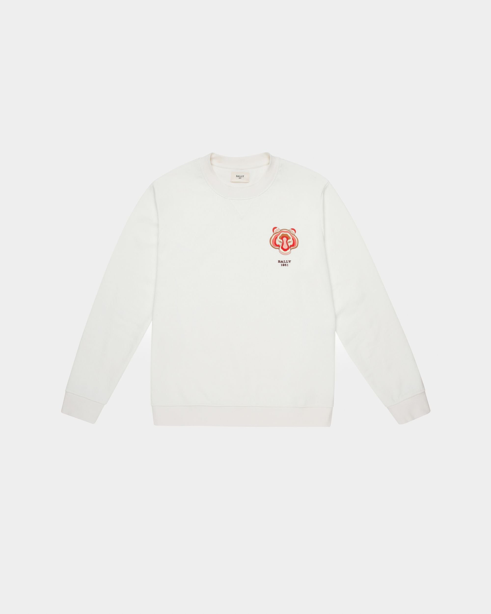Tiger Sweatshirt Aus Elfenbeinfarbener Bio-Baumwolle - Herren - Bally - 01