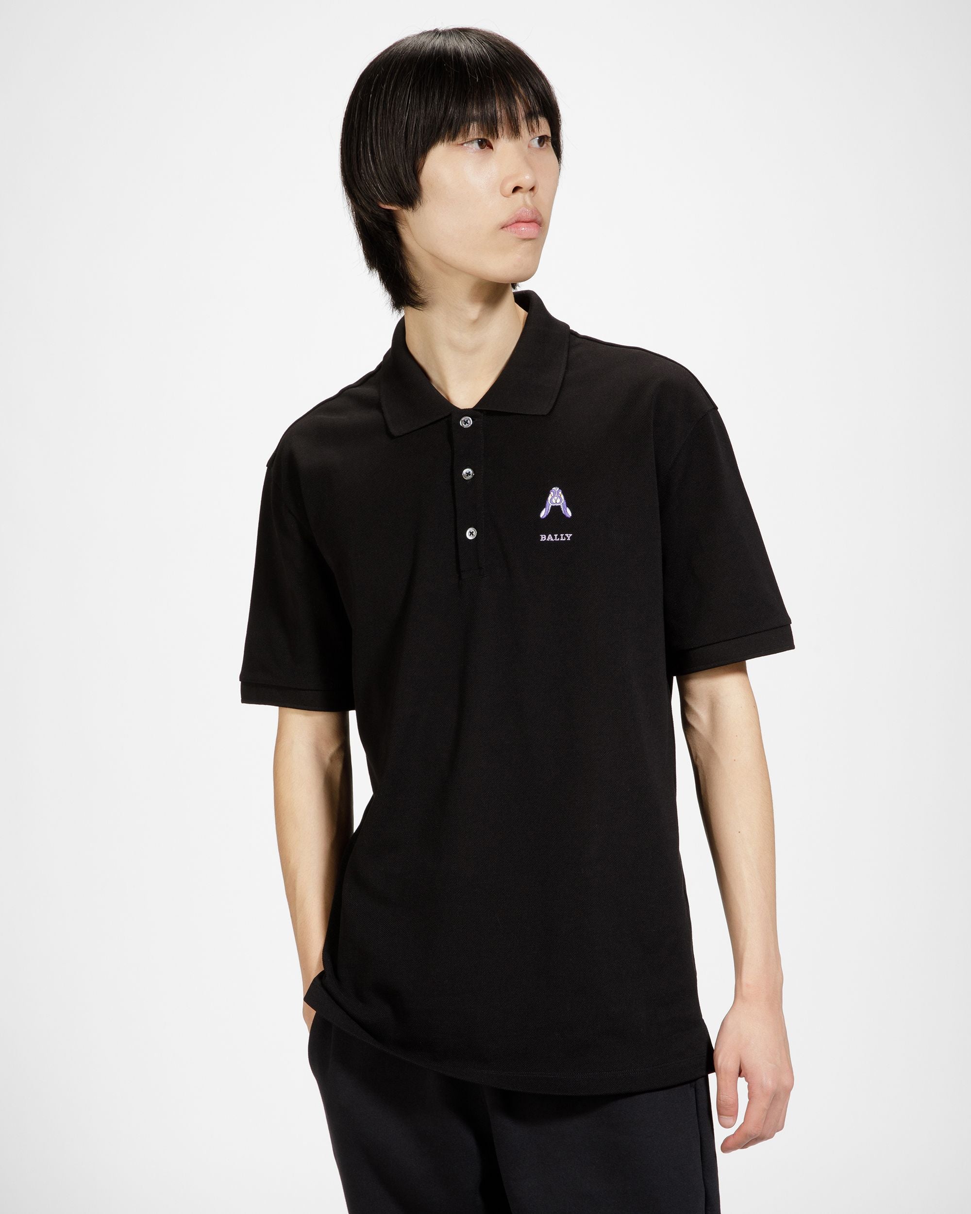 Poloshirt Mit Kaninchen-Logo Baumwoll-Poloshirt In Schwarz - Herren - Bally - 01
