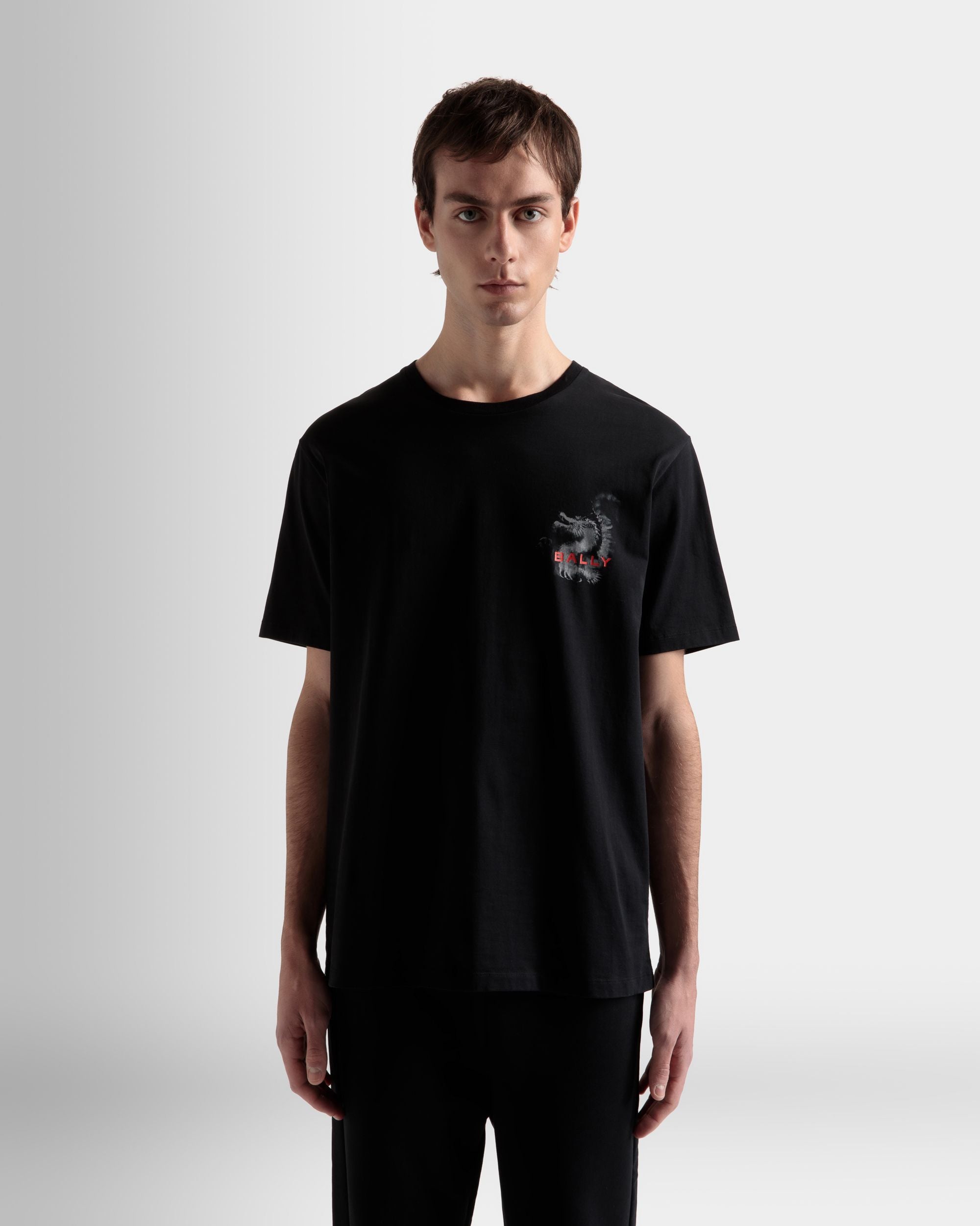 T-Shirt Aus Baumwolle In Schwarz - Herren - Bally - 03