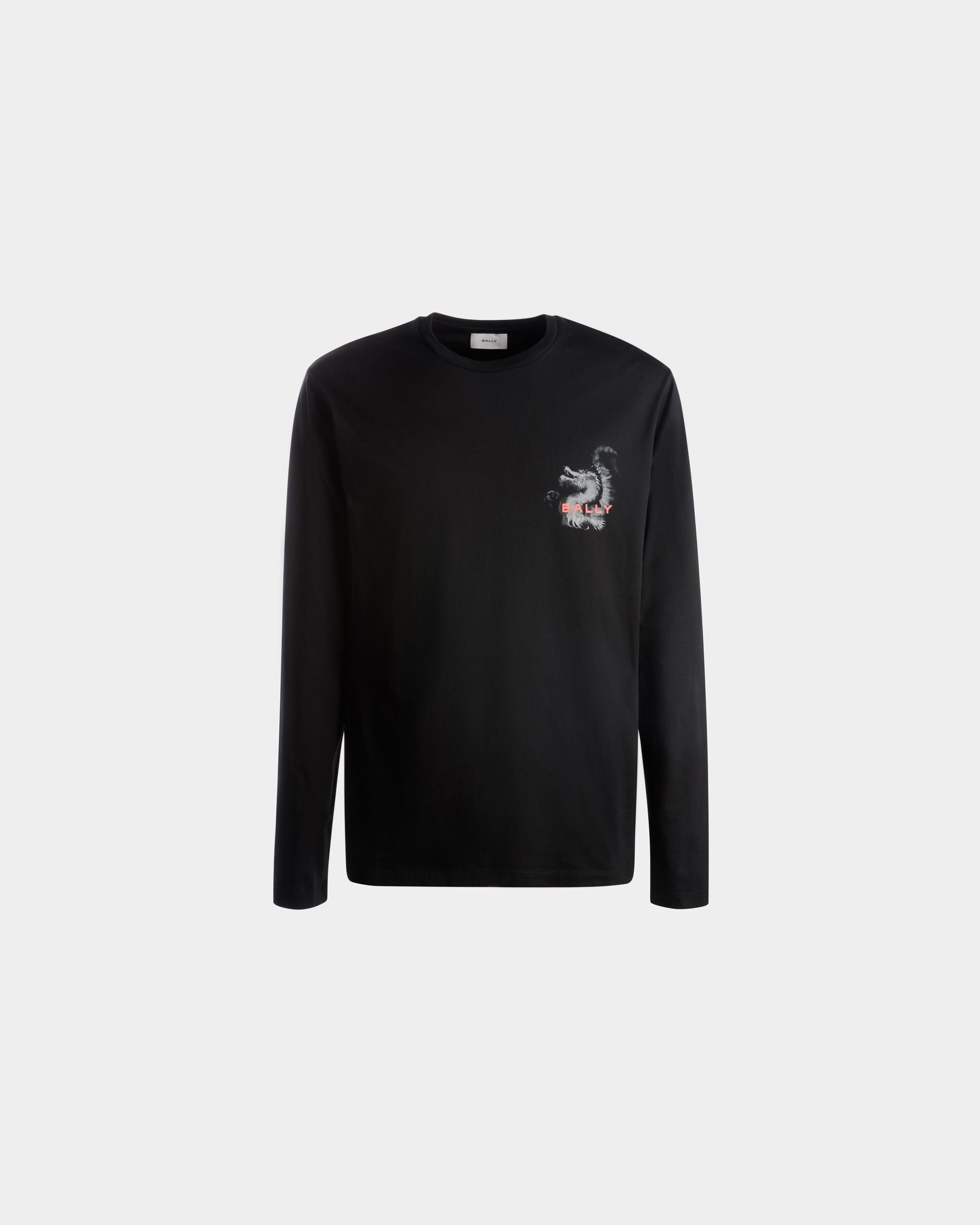 Langarm-T-Shirt Aus Baumwolle In Schwarz - Herren - Bally - 01