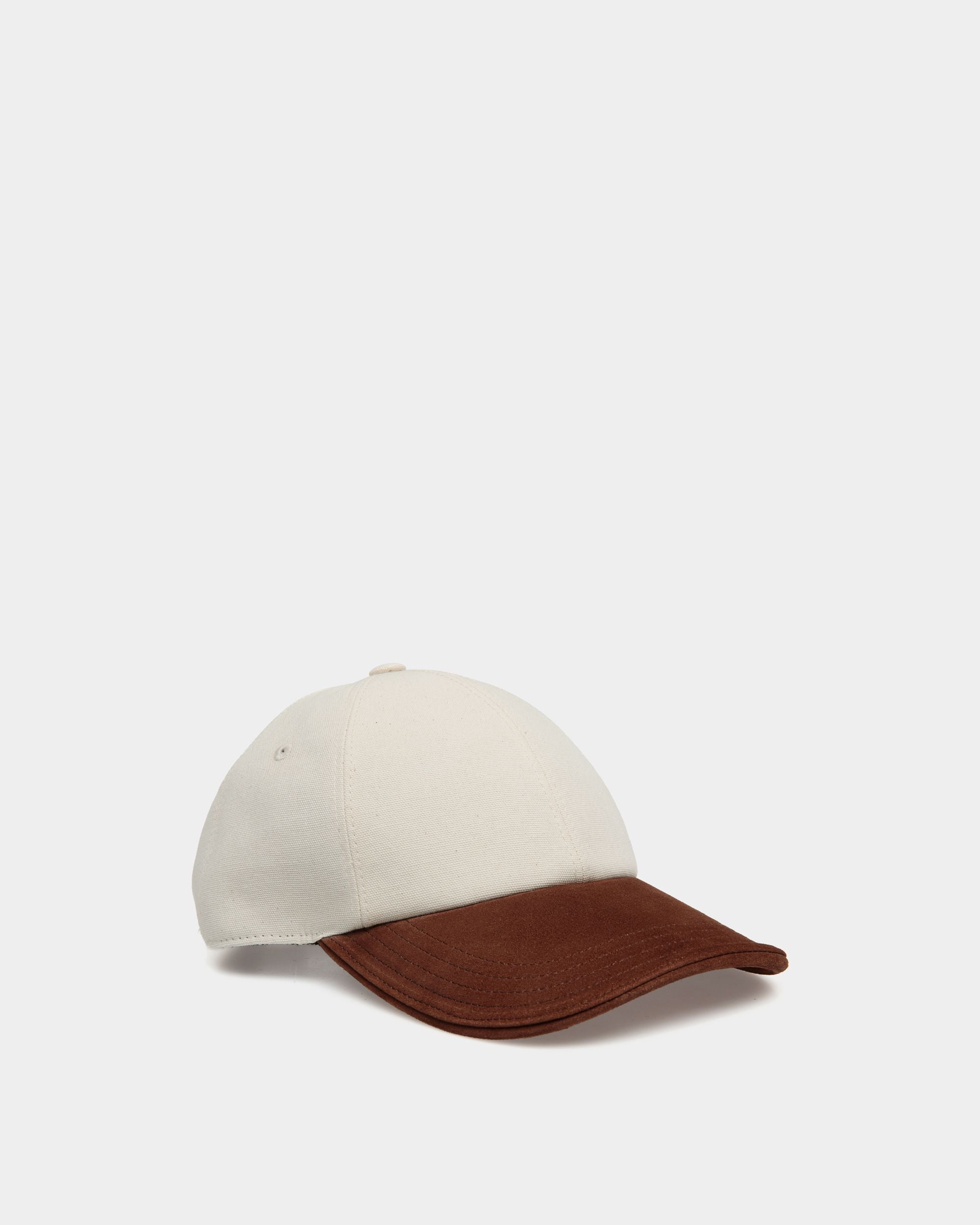 Baseballmütze Aus Elfenbeinfarbener Baumwolle Und Braunem Veloursleder - Herren - Bally - 01