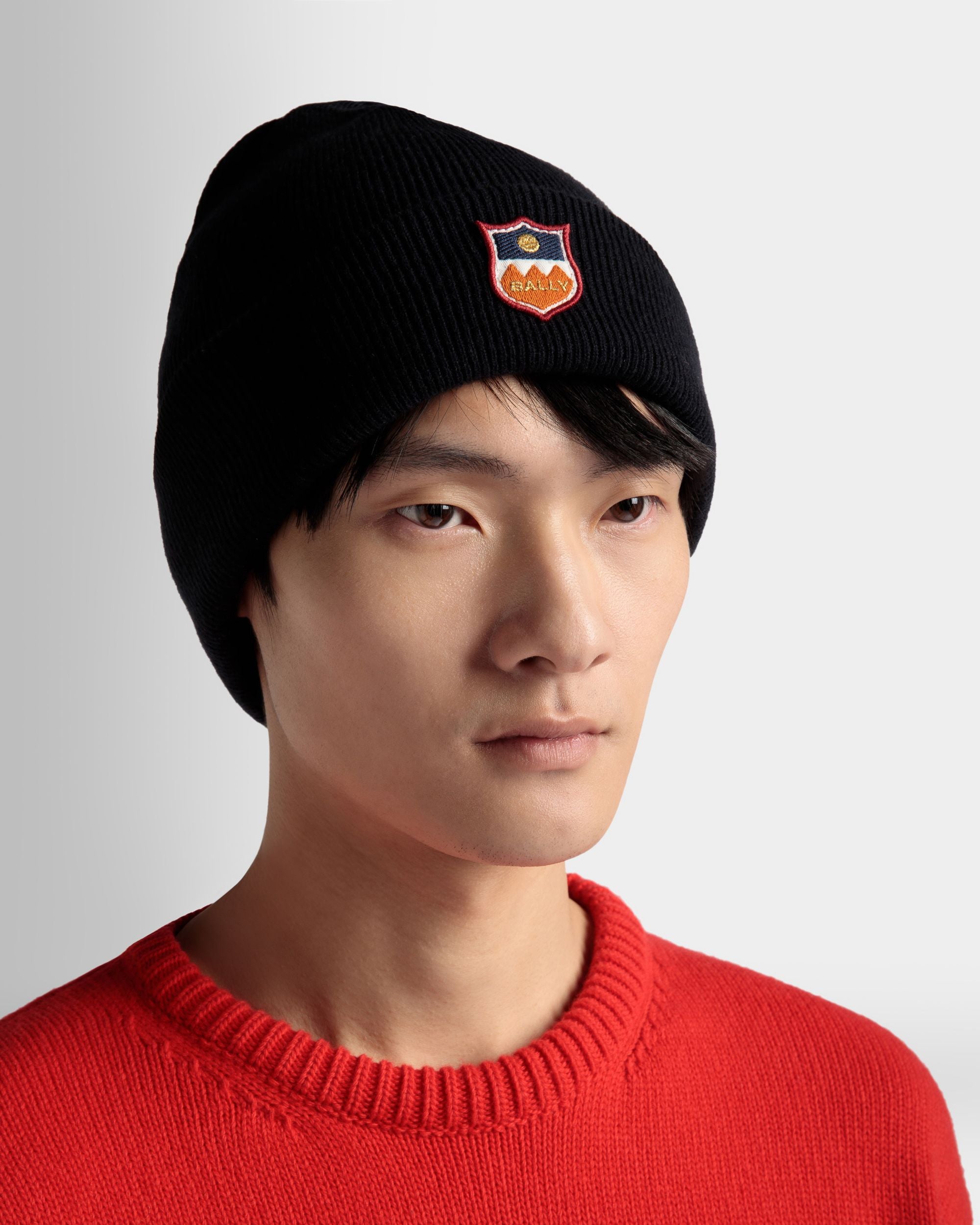 Mountain Beanie-Mütze Aus Kaschmir In Dunkelblau - Herren - Bally - 02
