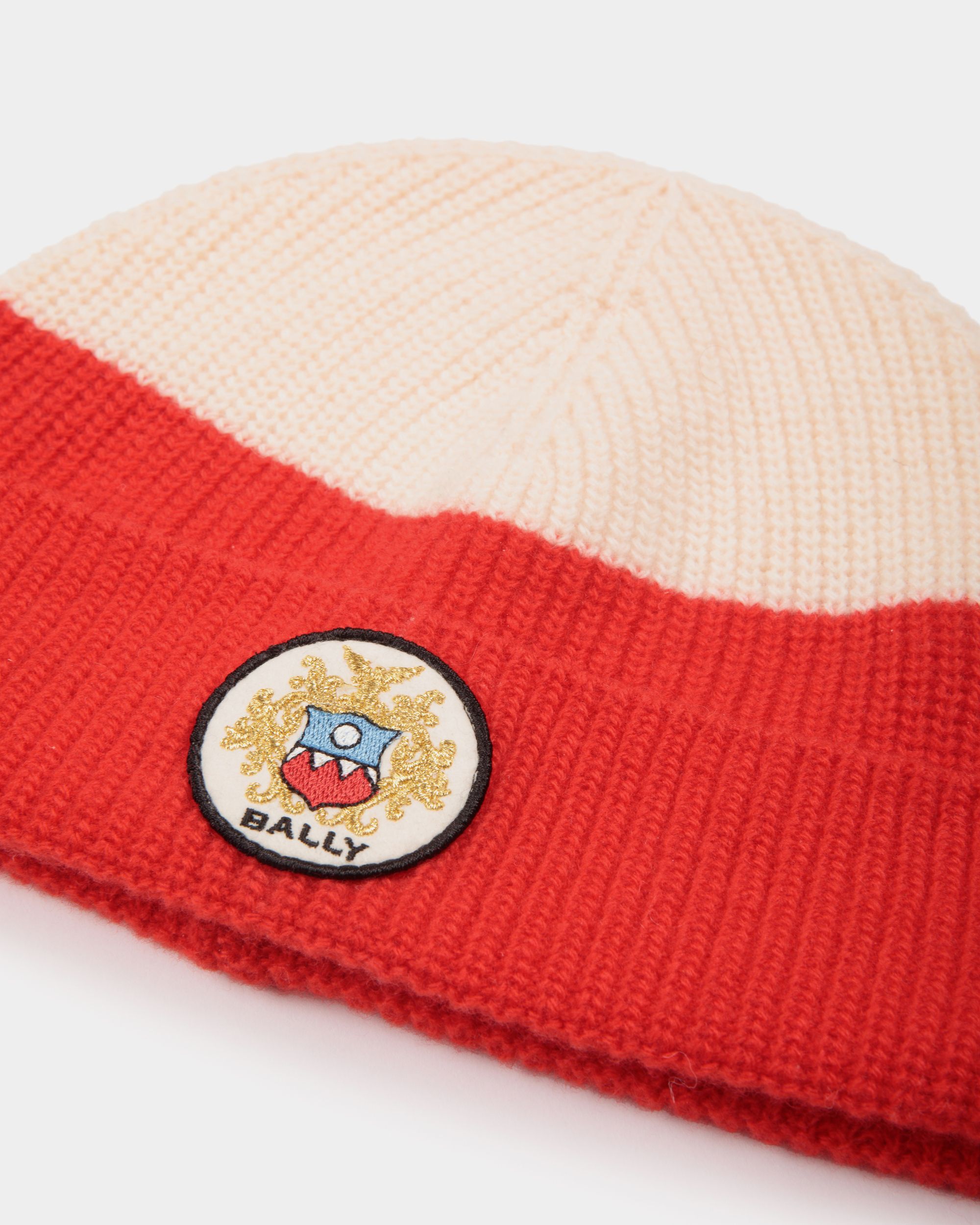 Beanie Aus Wolle In Candy Red Und Elfenbein Mit Bally-Wappen-Logo - Herren - Bally - 03