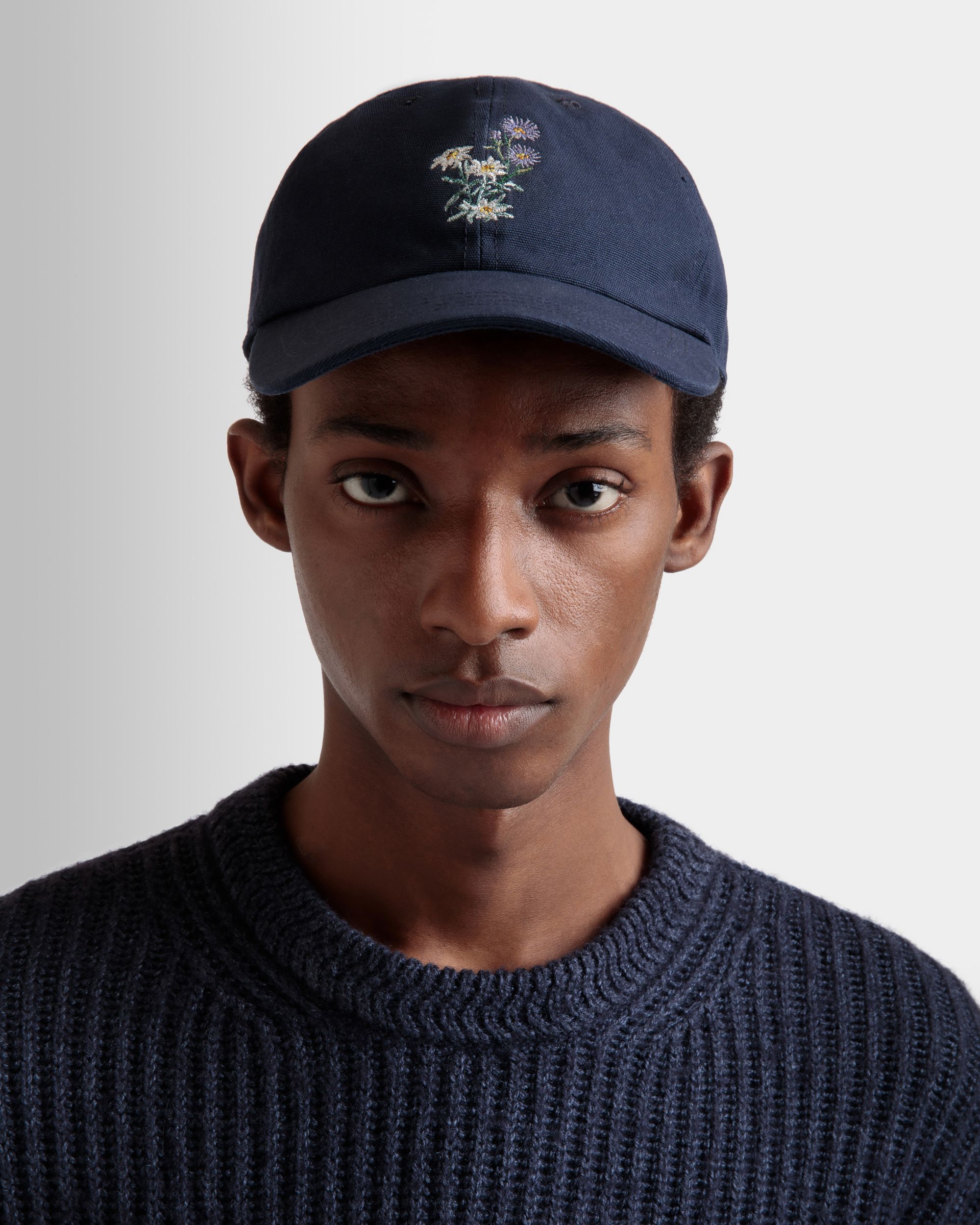 Baseballmütze Aus Baumwolle In Navy Blue Mit Mountain Flowers - Herren - Bally - 02