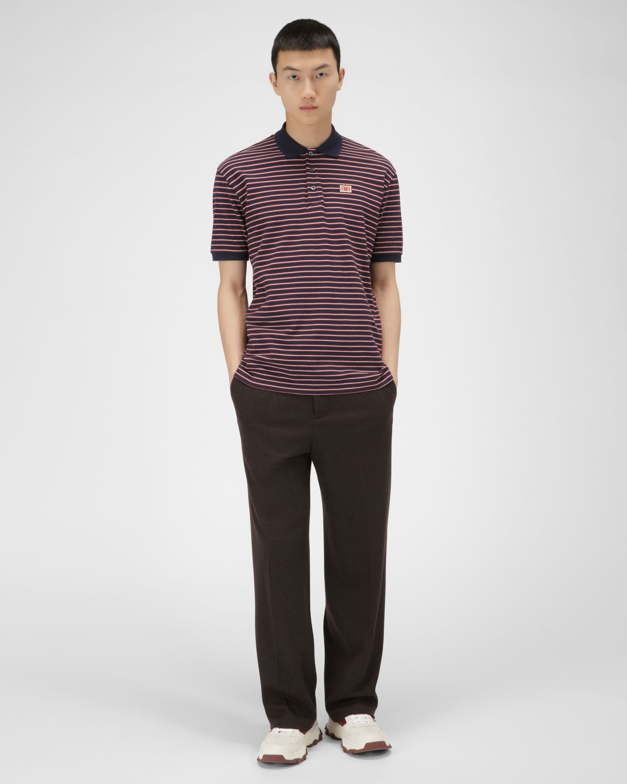 Gestreiftes Poloshirt Baumwoll-Poloshirt In Marineblau - Herren - Bally - 05