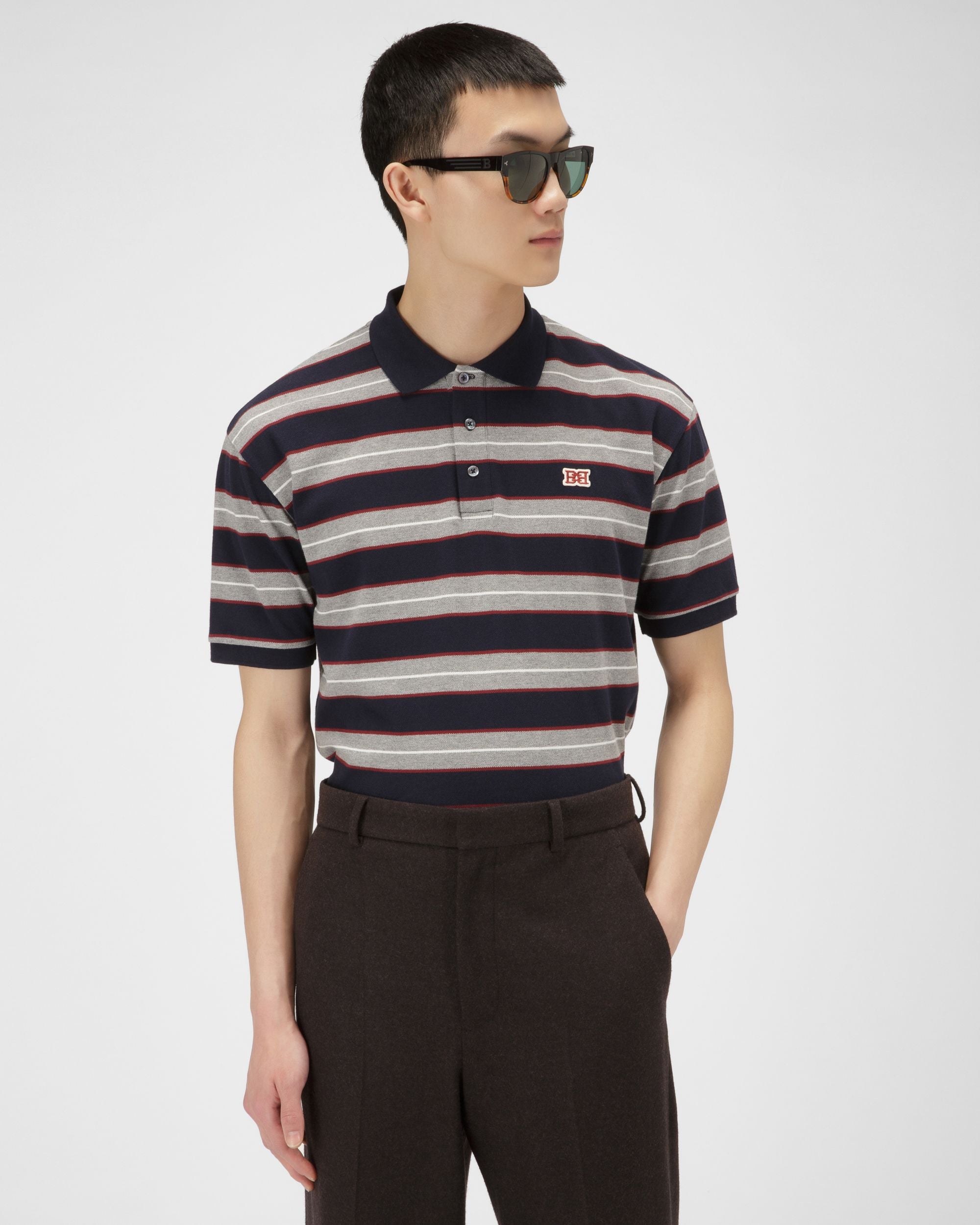 Gestreiftes Poloshirt Baumwoll-Poloshirt In Marineblau - Herren - Bally - 03