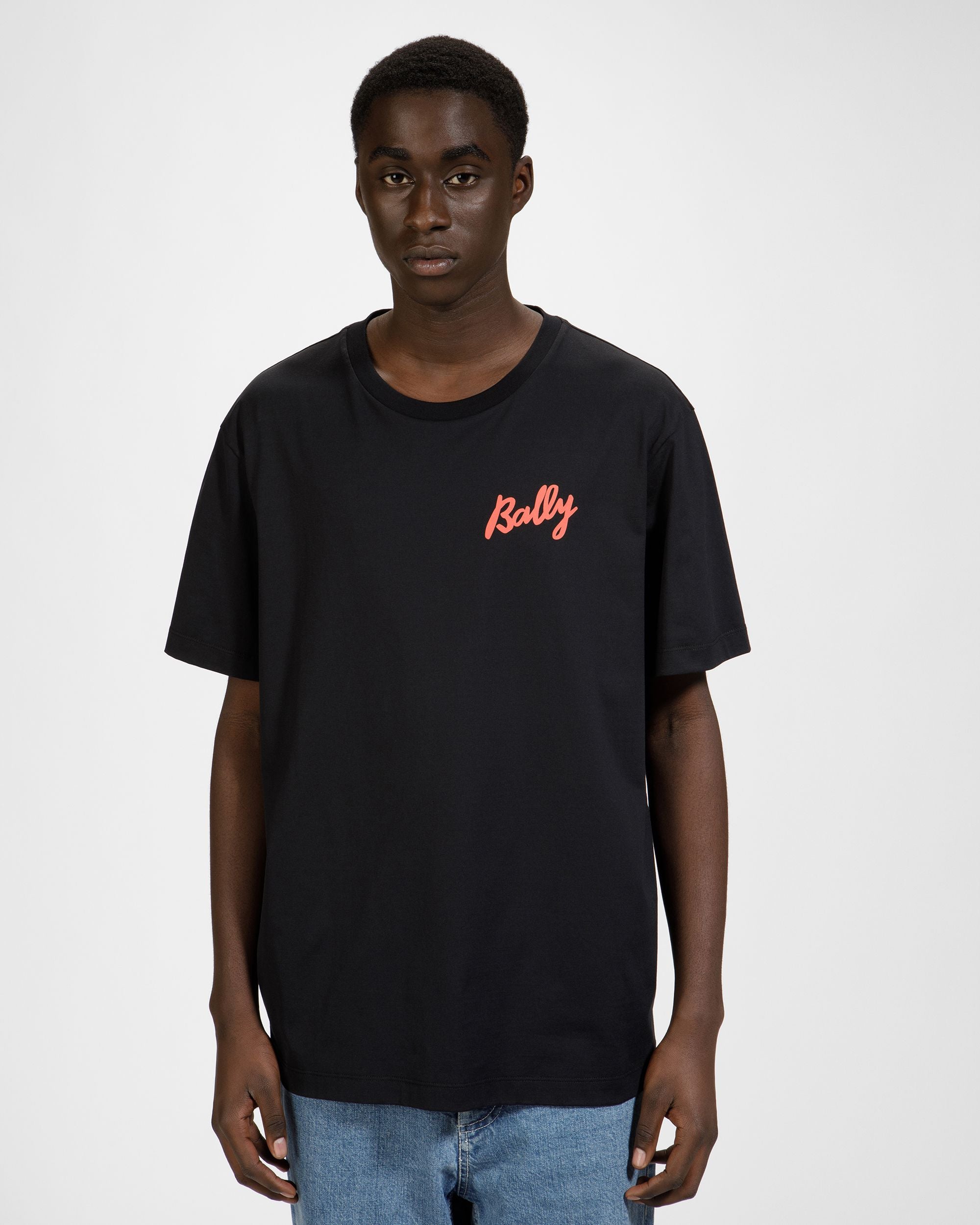 T-Shirt Aus Baumwolle In Schwarz Und Orange - Herren - Bally - 03