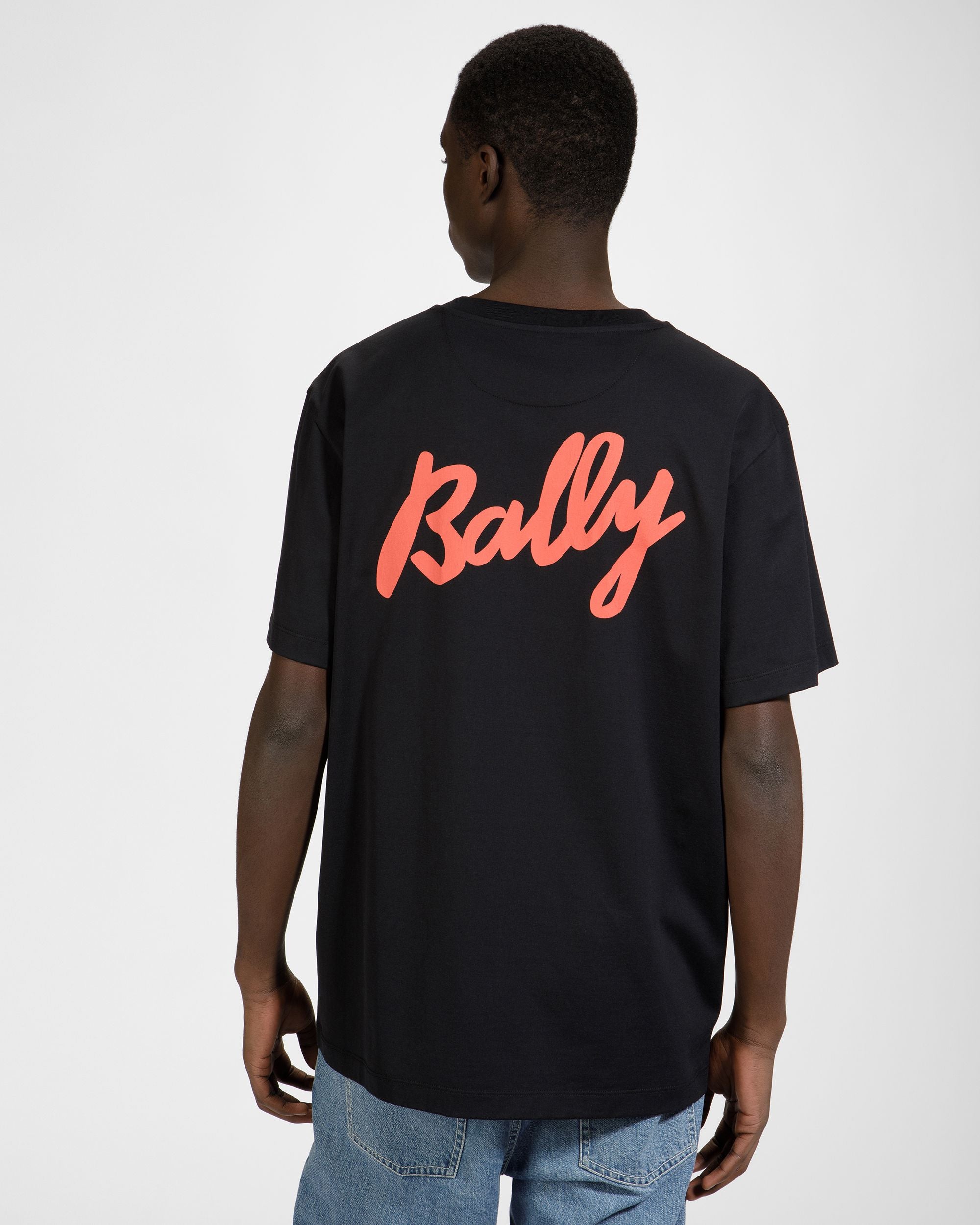 T-Shirt Aus Baumwolle In Schwarz Und Orange - Herren - Bally - 05