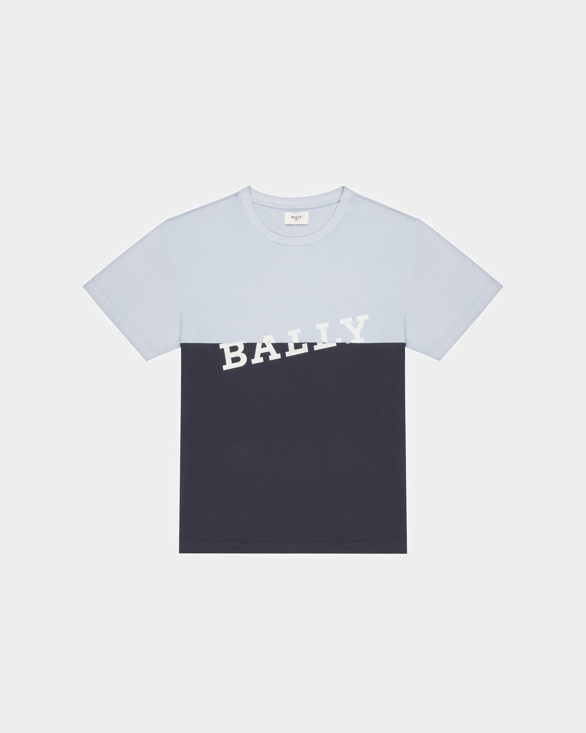 T-Shirt Aus Baumwolle In Hellblau Und Mitternachtsblau - Herren - Bally - 01