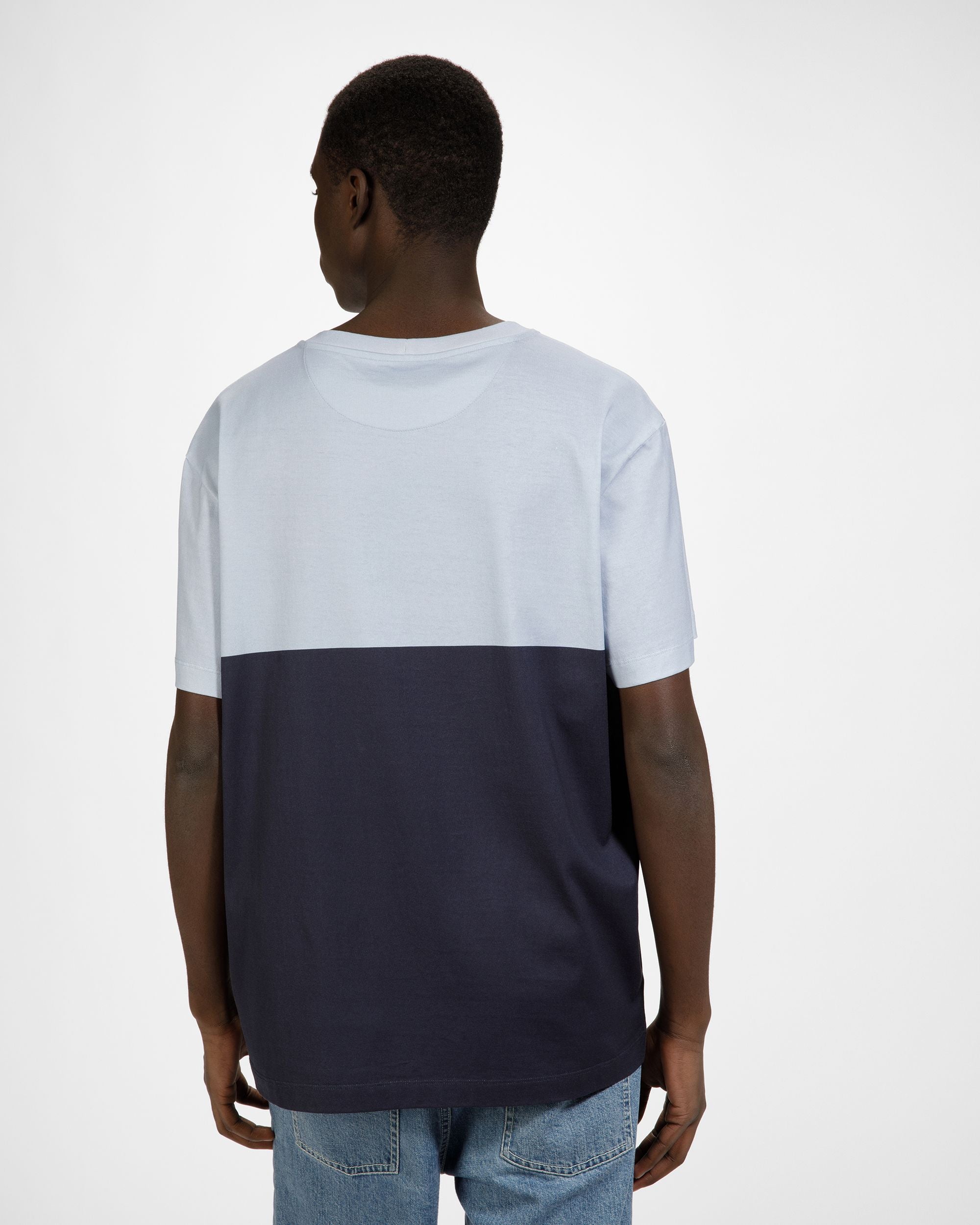 T-Shirt Aus Baumwolle In Hellblau Und Mitternachtsblau - Herren - Bally - 05