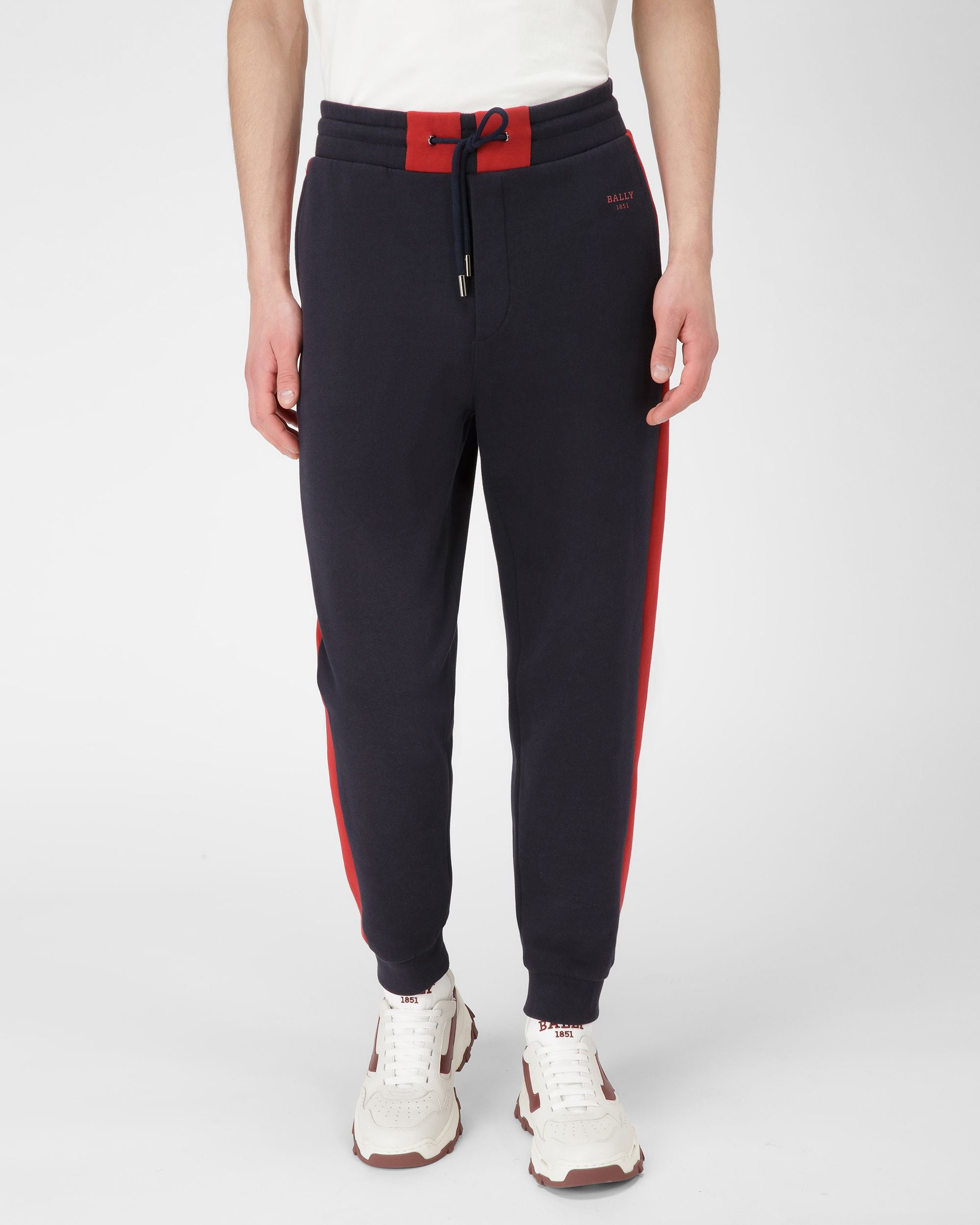 Sweathose Mit Kontraststreifen Baumwoll-Sweathose In Marineblau Und Bally-Rot - Herren - Bally - 03