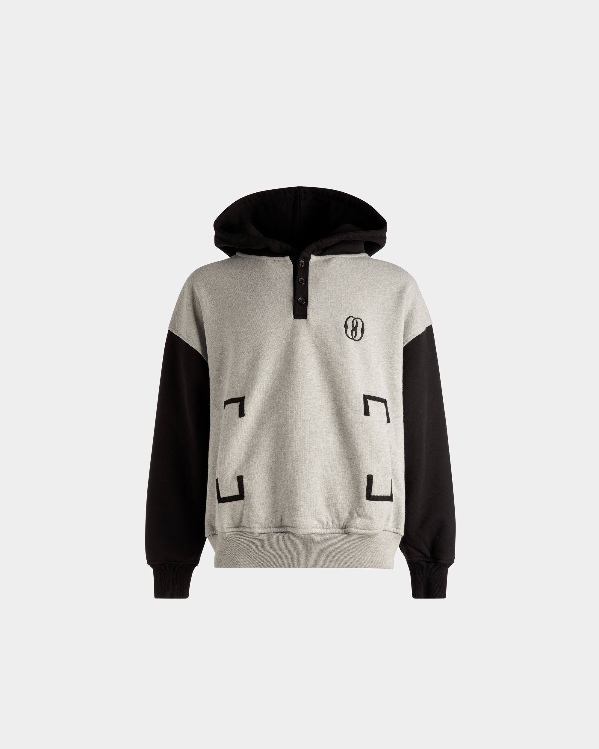 Zweifarbiges Kapuzensweatshirt Aus Baumwolle In Grau Und Schwarz - Herren - Bally - 01