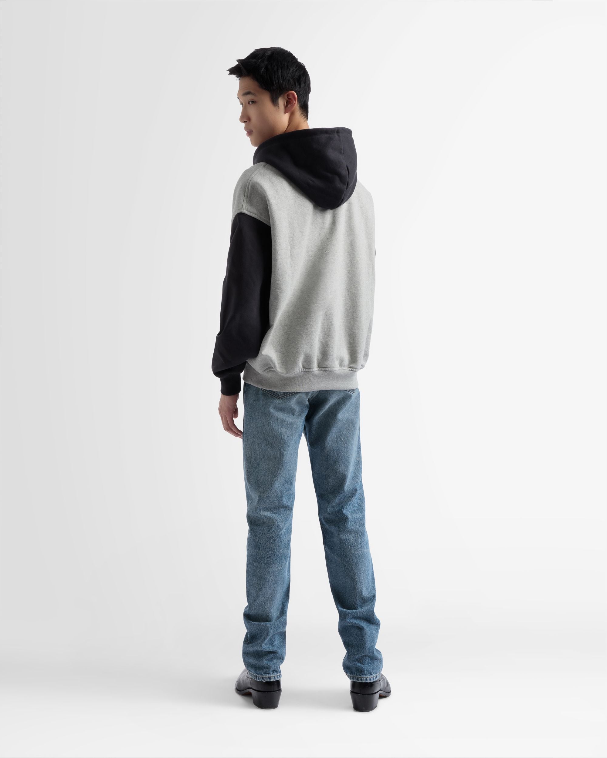 Zweifarbiges Kapuzensweatshirt Aus Baumwolle In Grau Und Schwarz - Herren - Bally - 06