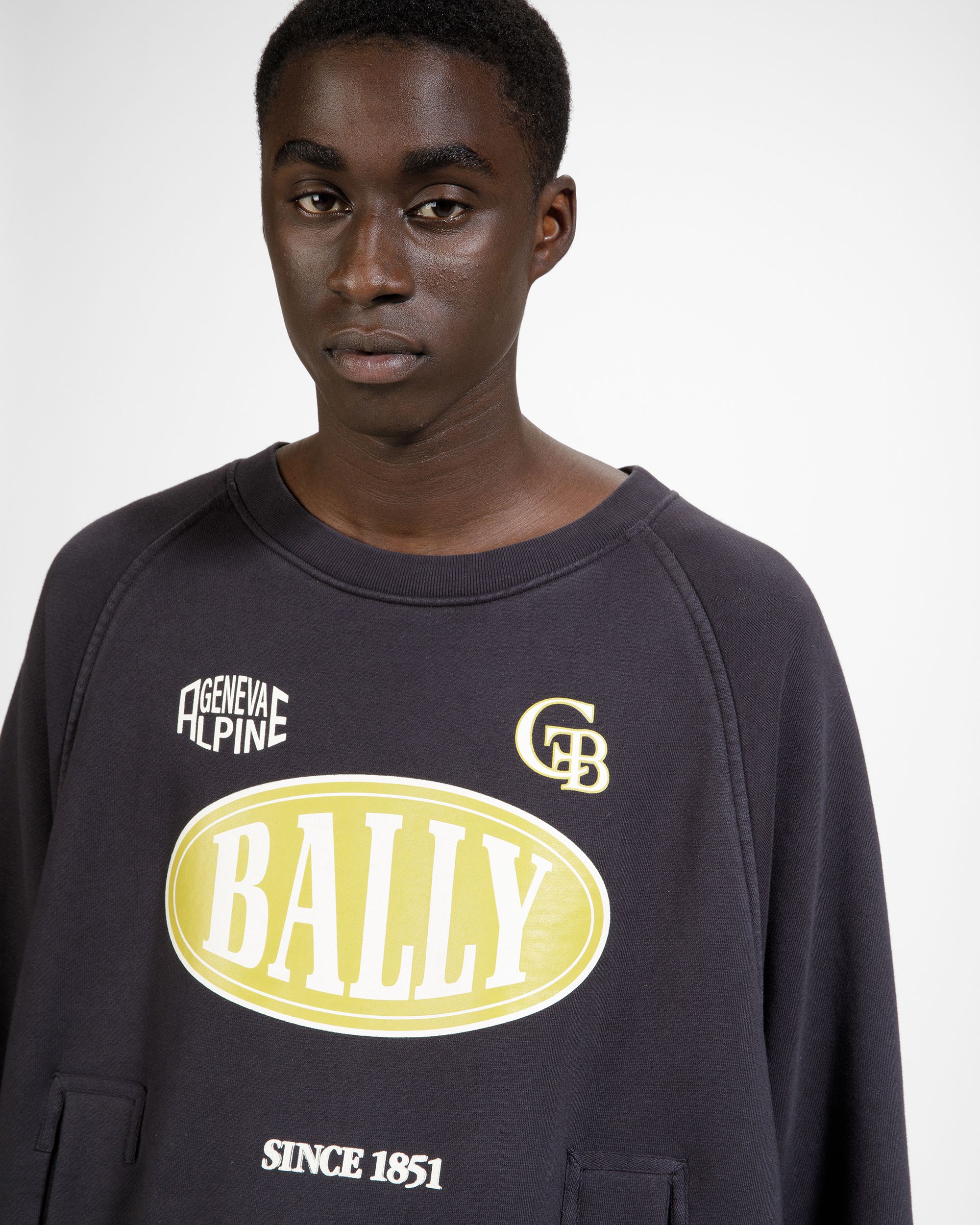Bedrucktes Rundhals-Sweatshirt Aus Baumwolle In Schwarz - Herren - Bally - 03