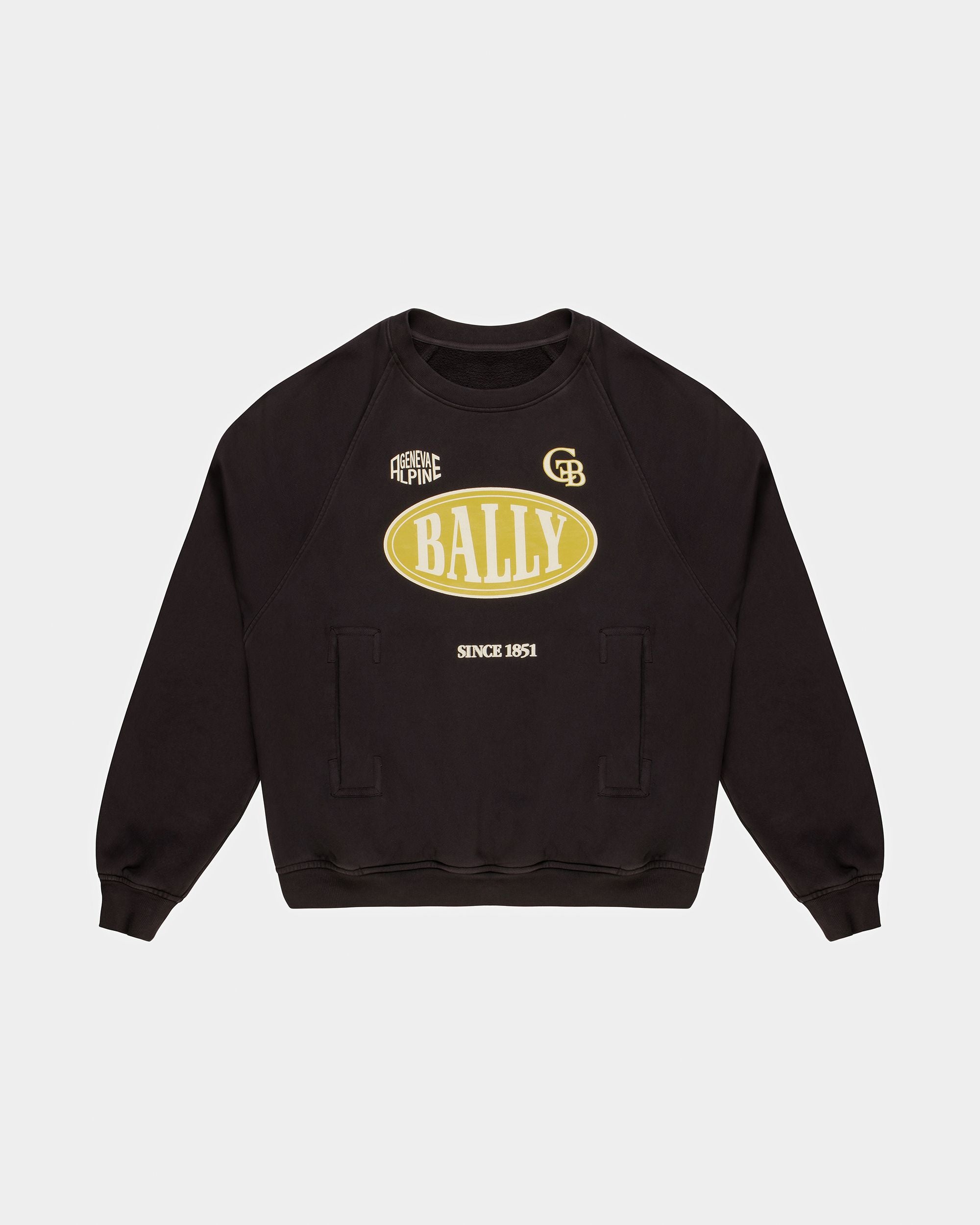 Bedrucktes Rundhals-Sweatshirt Aus Baumwolle In Schwarz - Herren - Bally - 05