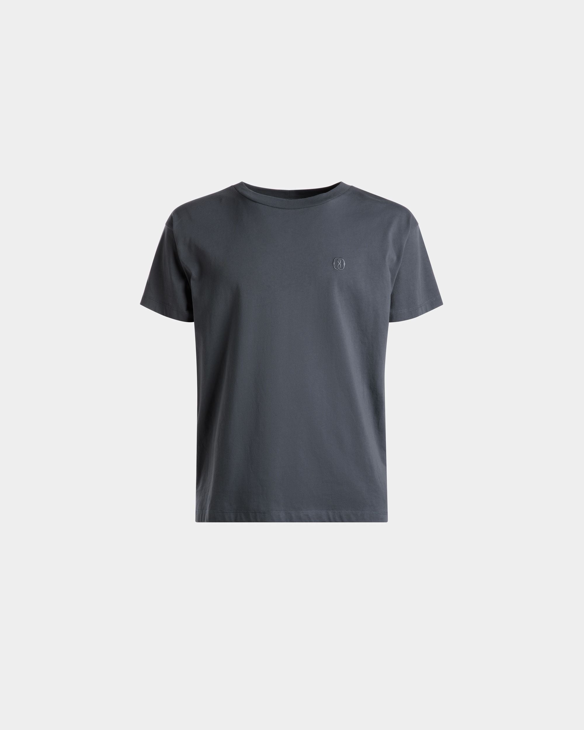 T-Shirt mit Emblem-Stickerei Aus steingrauer Baumwolle - Herren - Bally - 01