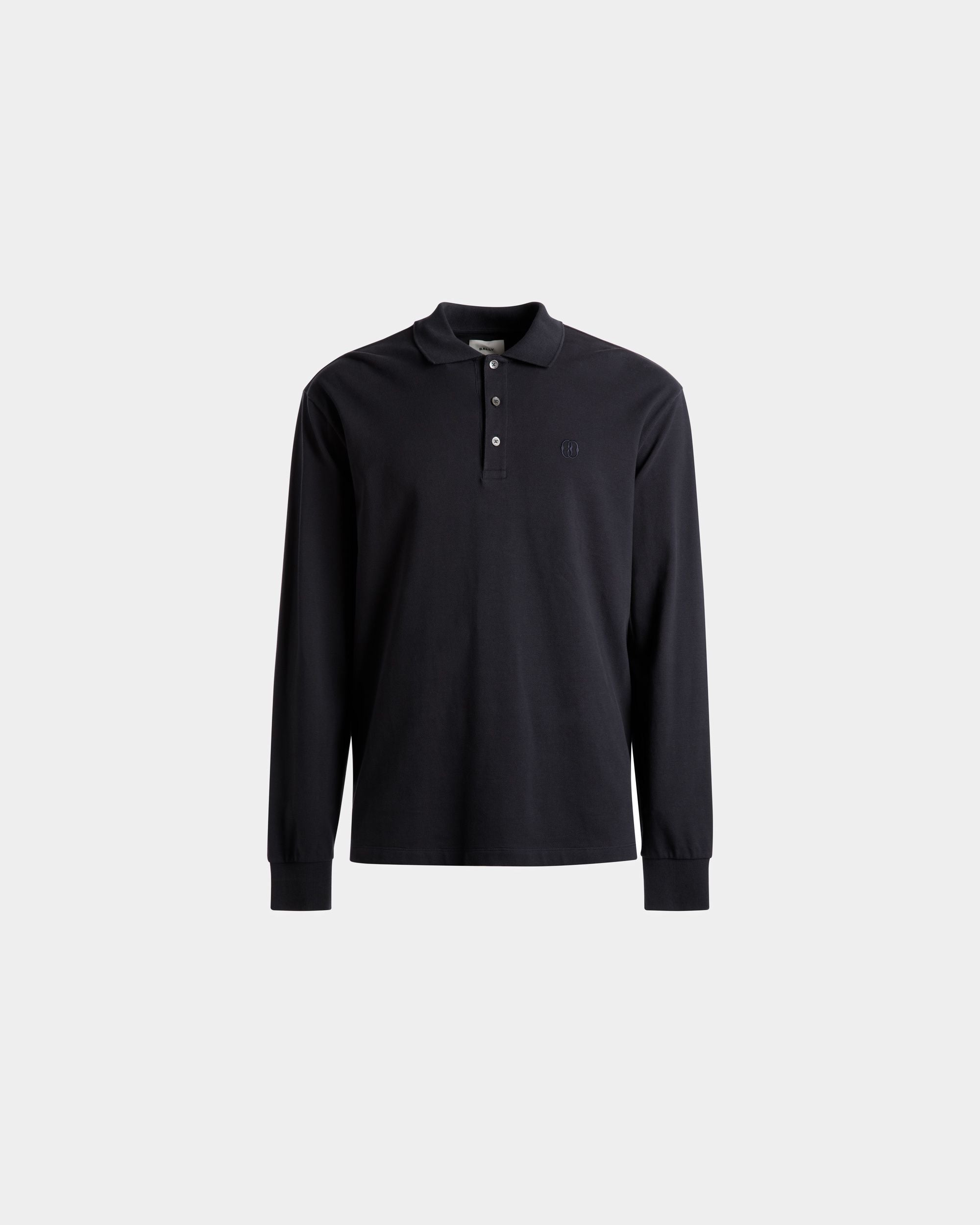 Langarm-Poloshirt Aus Baumwolle in Mitternachtsblau - Herren - Bally - 01