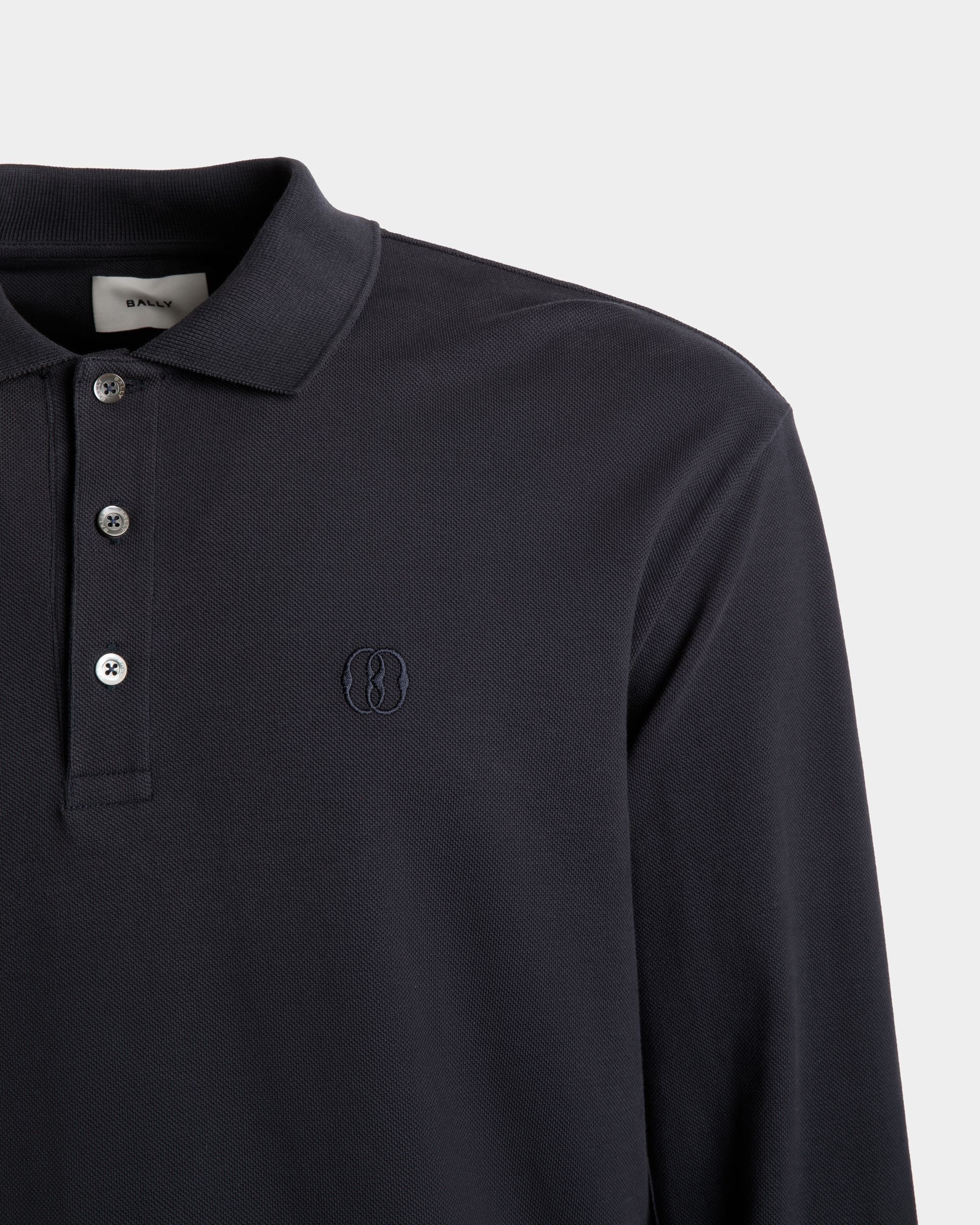 Langarm-Poloshirt Aus Baumwolle in Mitternachtsblau - Herren - Bally - 02