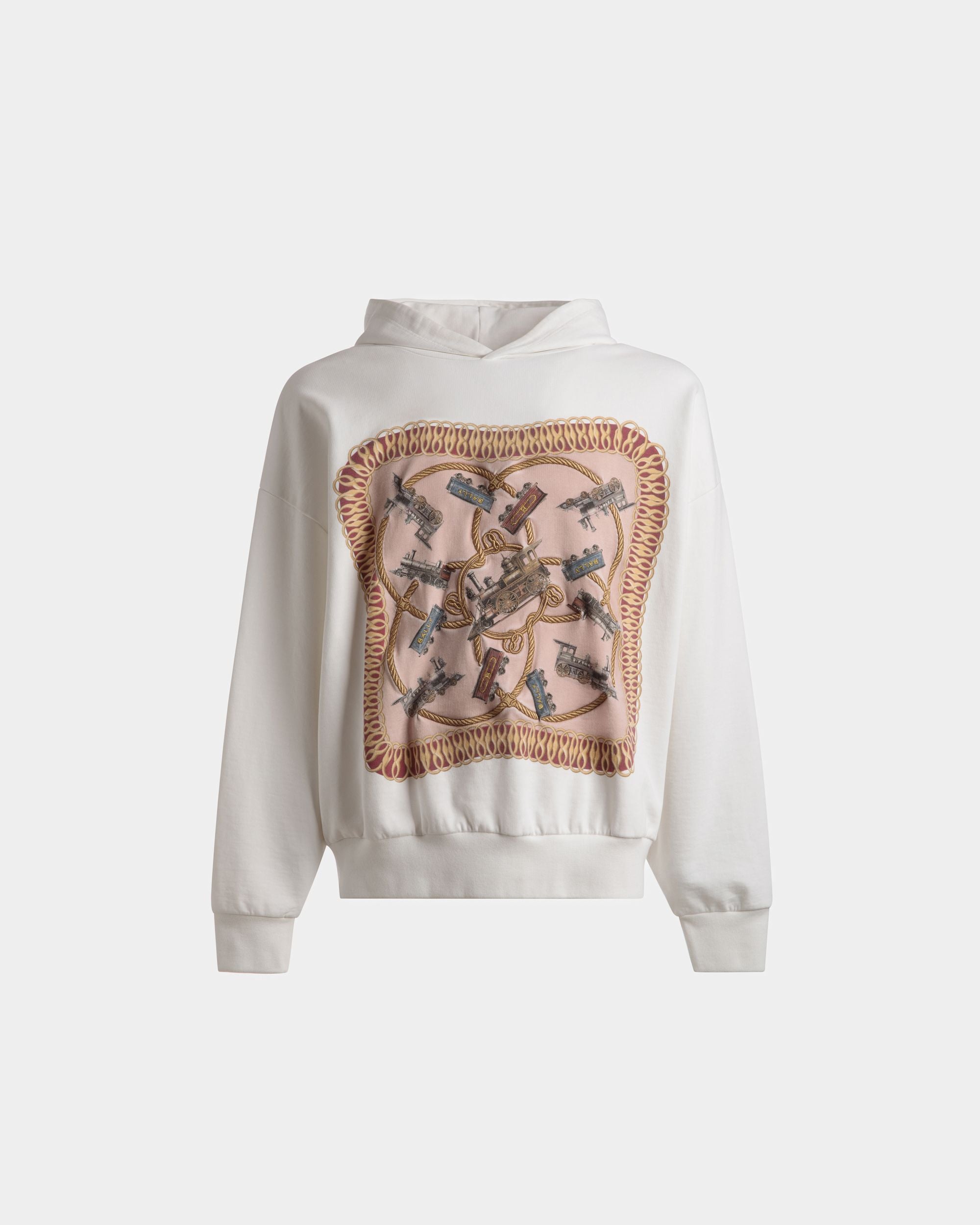 Kapuzen-Sweatshirt mit Train-Print Aus weißer Baumwolle - Herren - Bally - 01