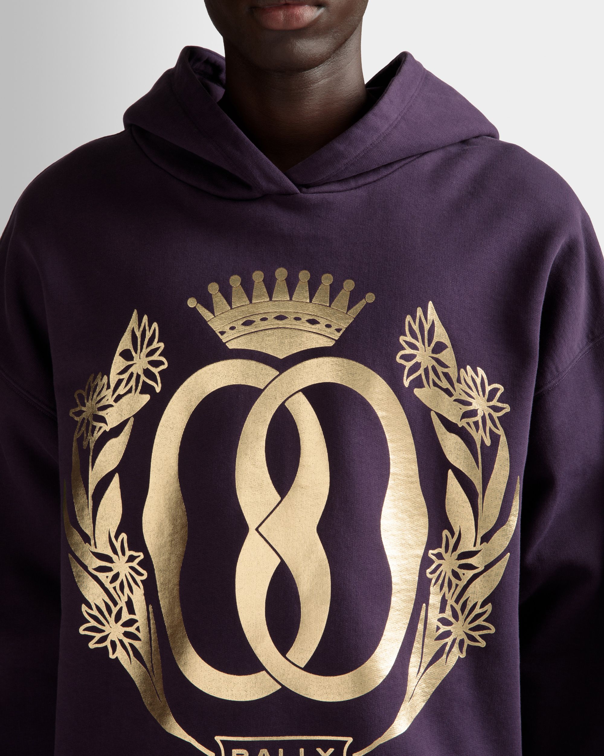 Kapuzensweatshirt mit Foliendruck Aus Baumwolle in Orchidee - Herren - Bally - 04