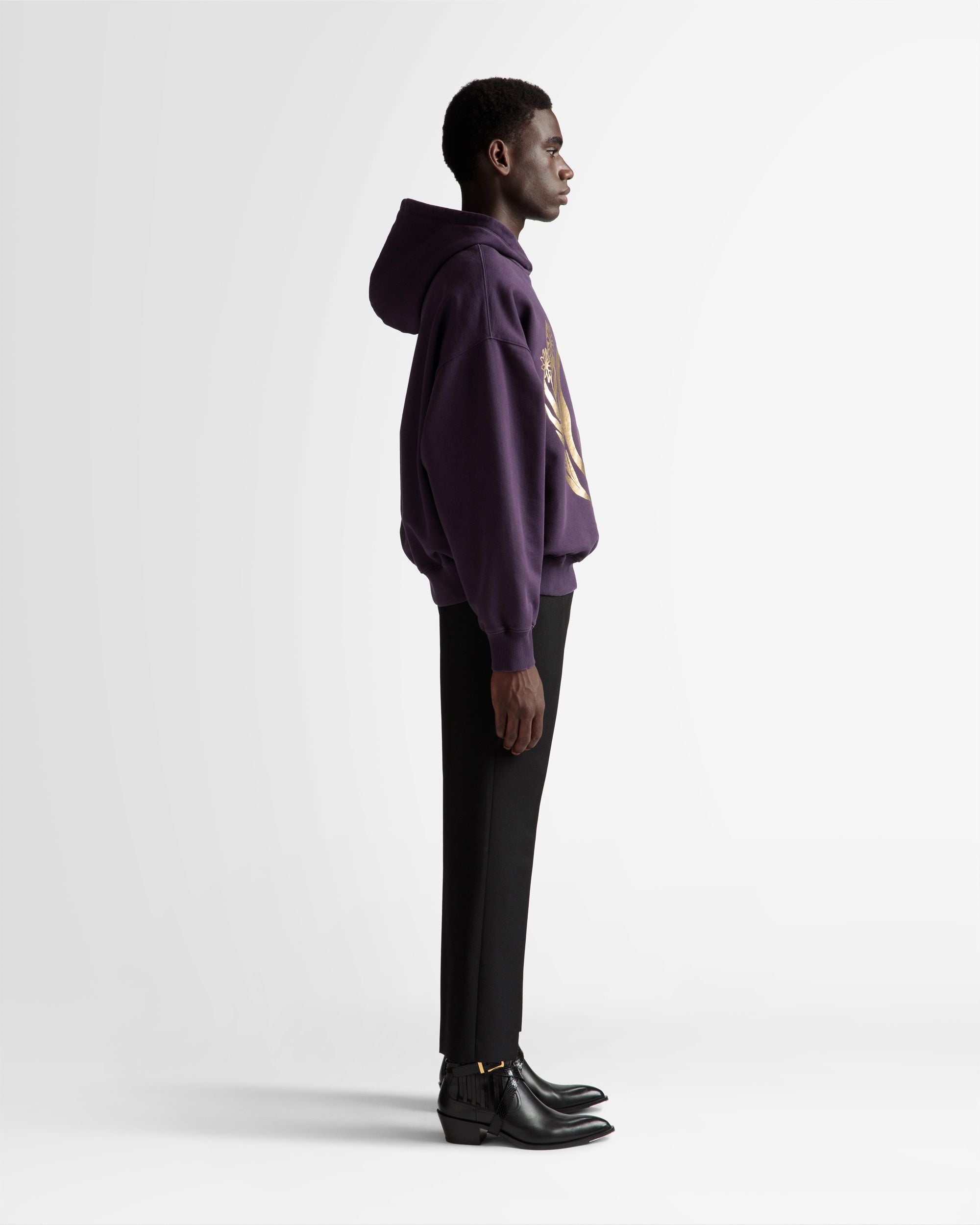 Kapuzensweatshirt mit Foliendruck Aus Baumwolle in Orchidee - Herren - Bally - 05