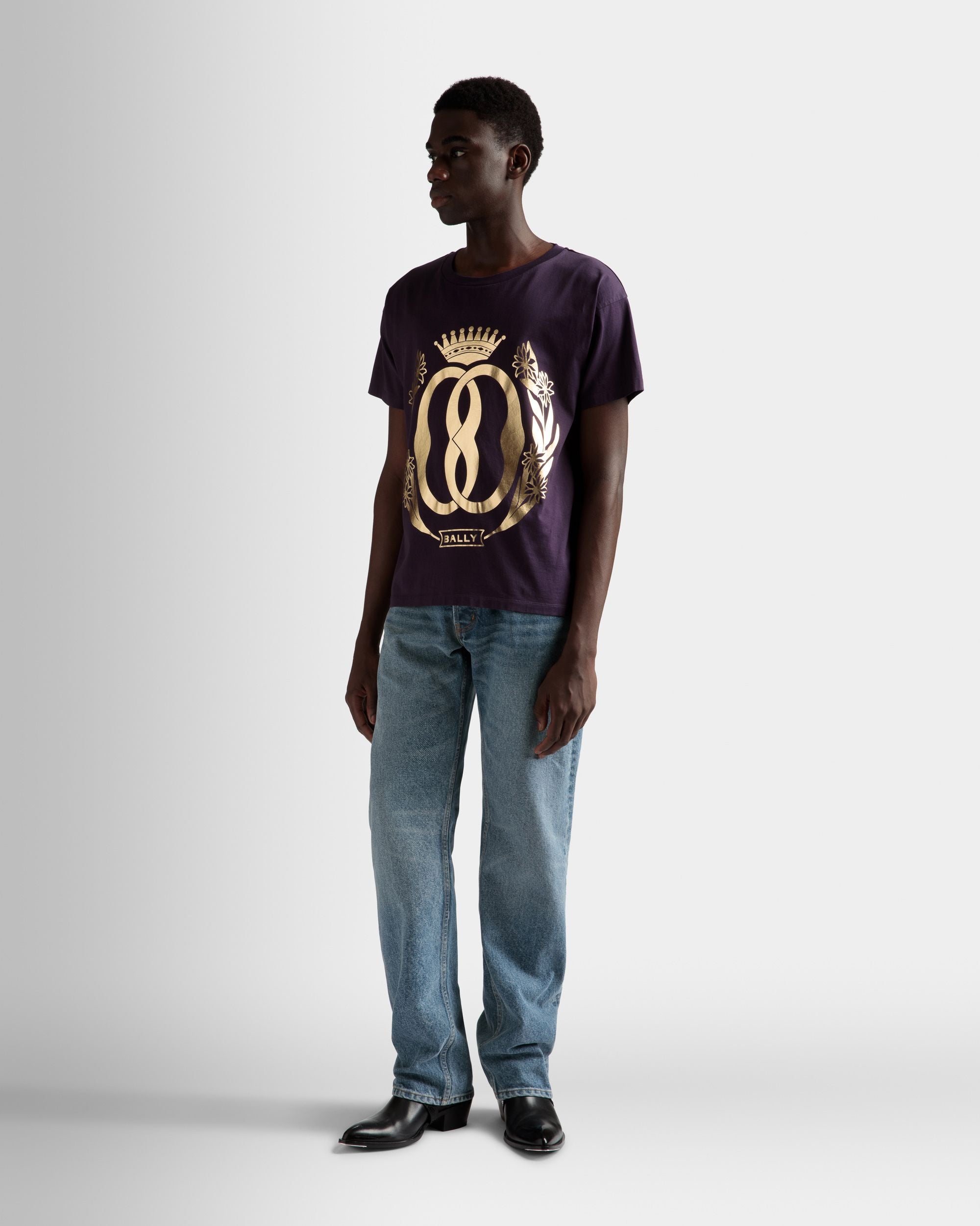 T-Shirt mit Foliendruck Aus Baumwolle in Orchidee - Herren - Bally - 02