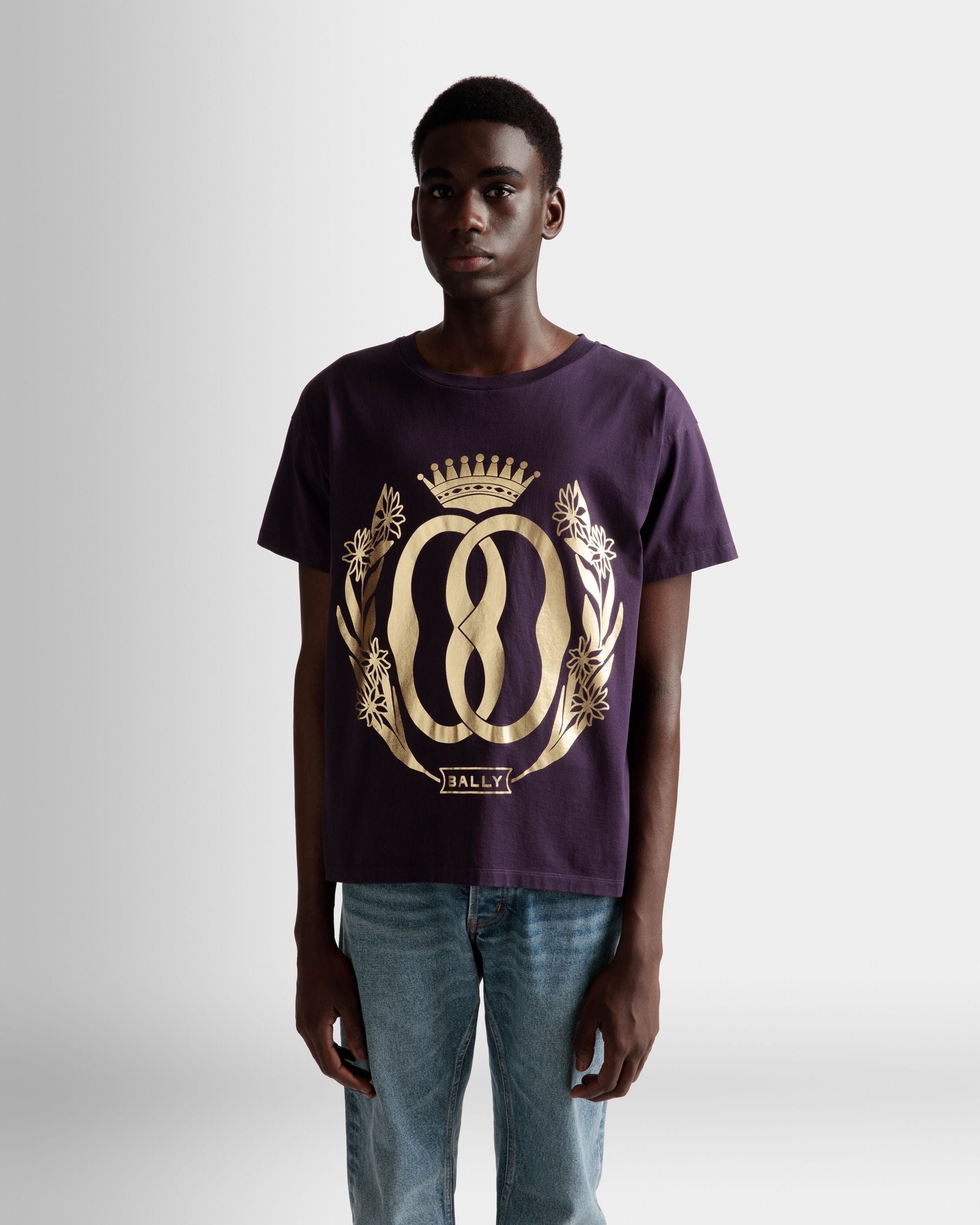 T-Shirt mit Foliendruck Aus Baumwolle in Orchidee - Herren - Bally - 03